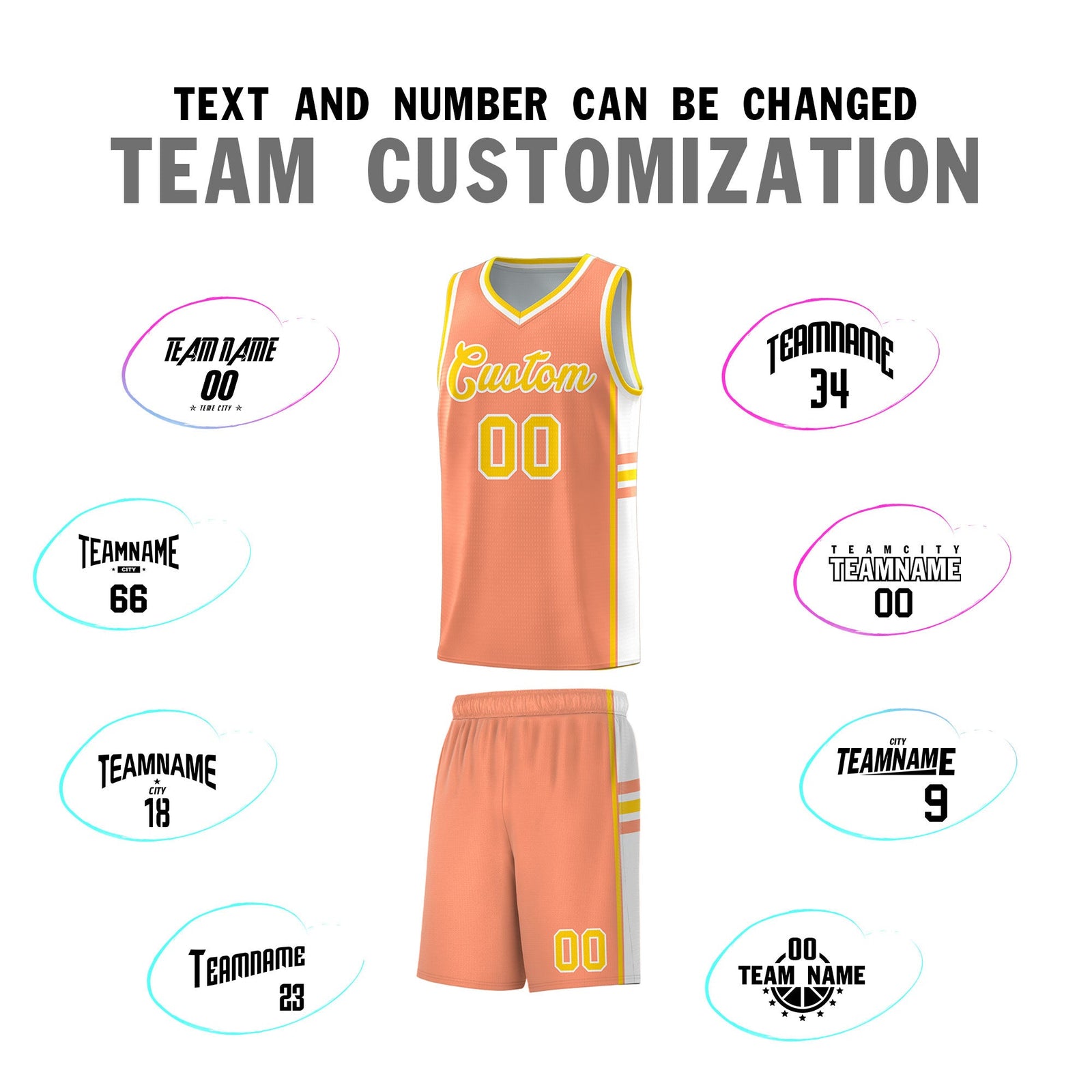 Custom Youth Basketball Jersey - Light Orange White Two-Tone Classic Varsity Uniform