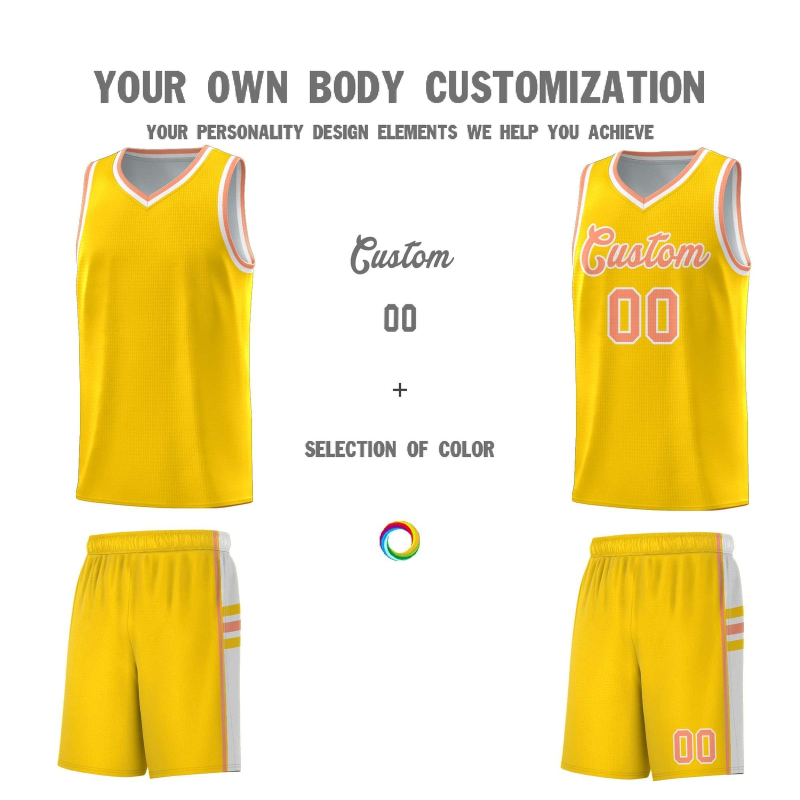 Custom Youth Basketball Jersey - Gold White Personalized Varsity Two-Tone Uniform