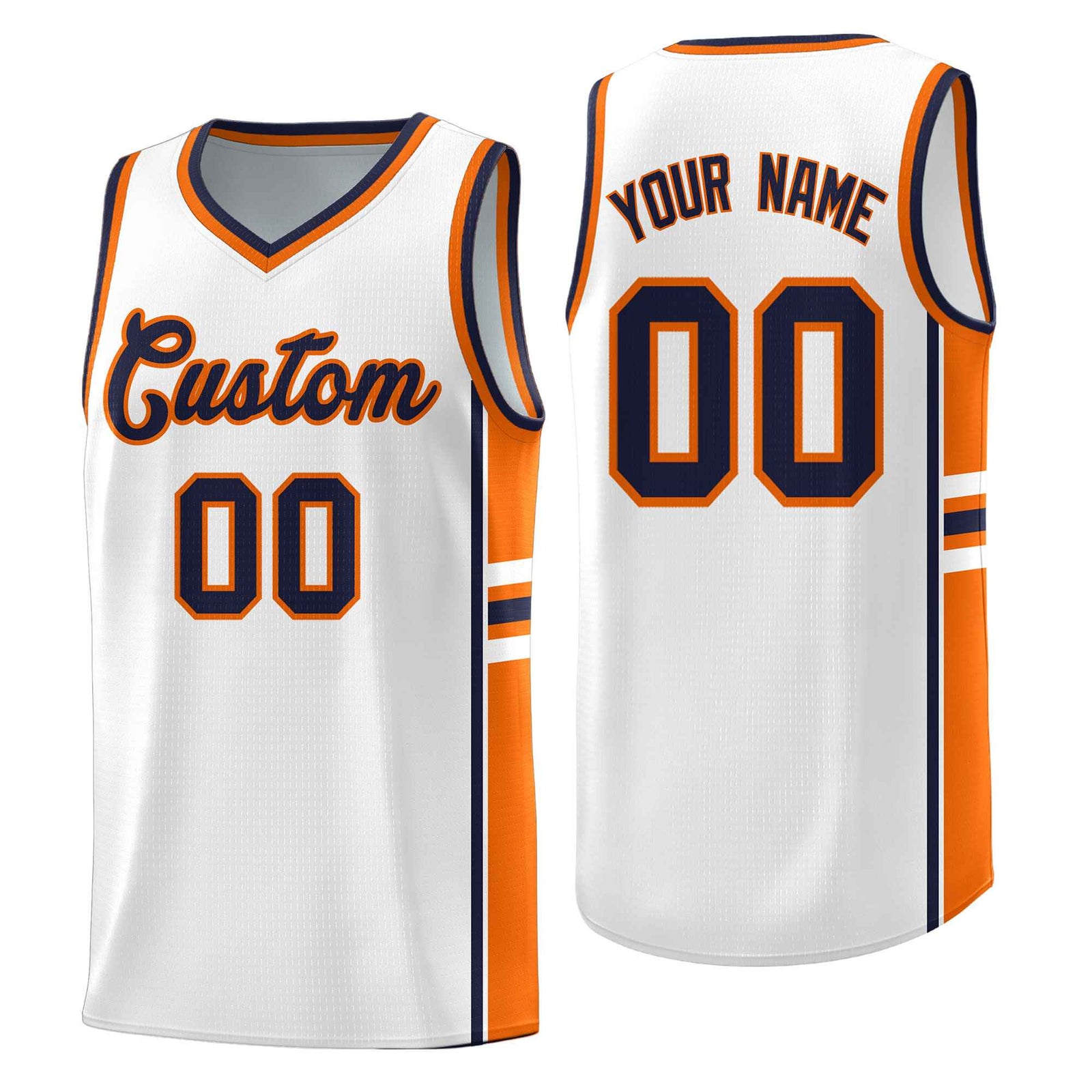 Custom Youth Basketball Jersey - White Orange Two-Tone Varsity Jersey Set