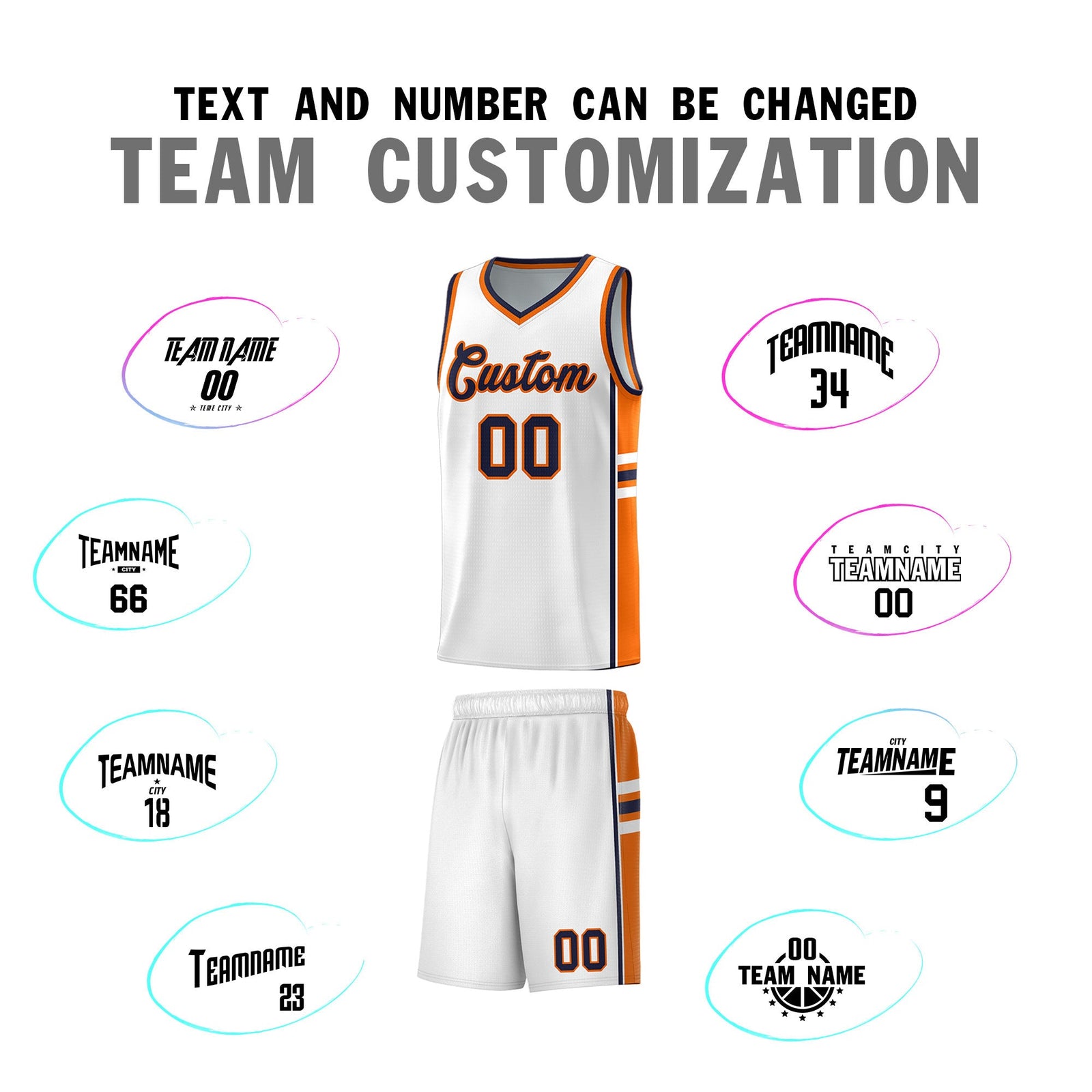 Custom Youth Basketball Jersey - White Orange Two-Tone Varsity Jersey Set