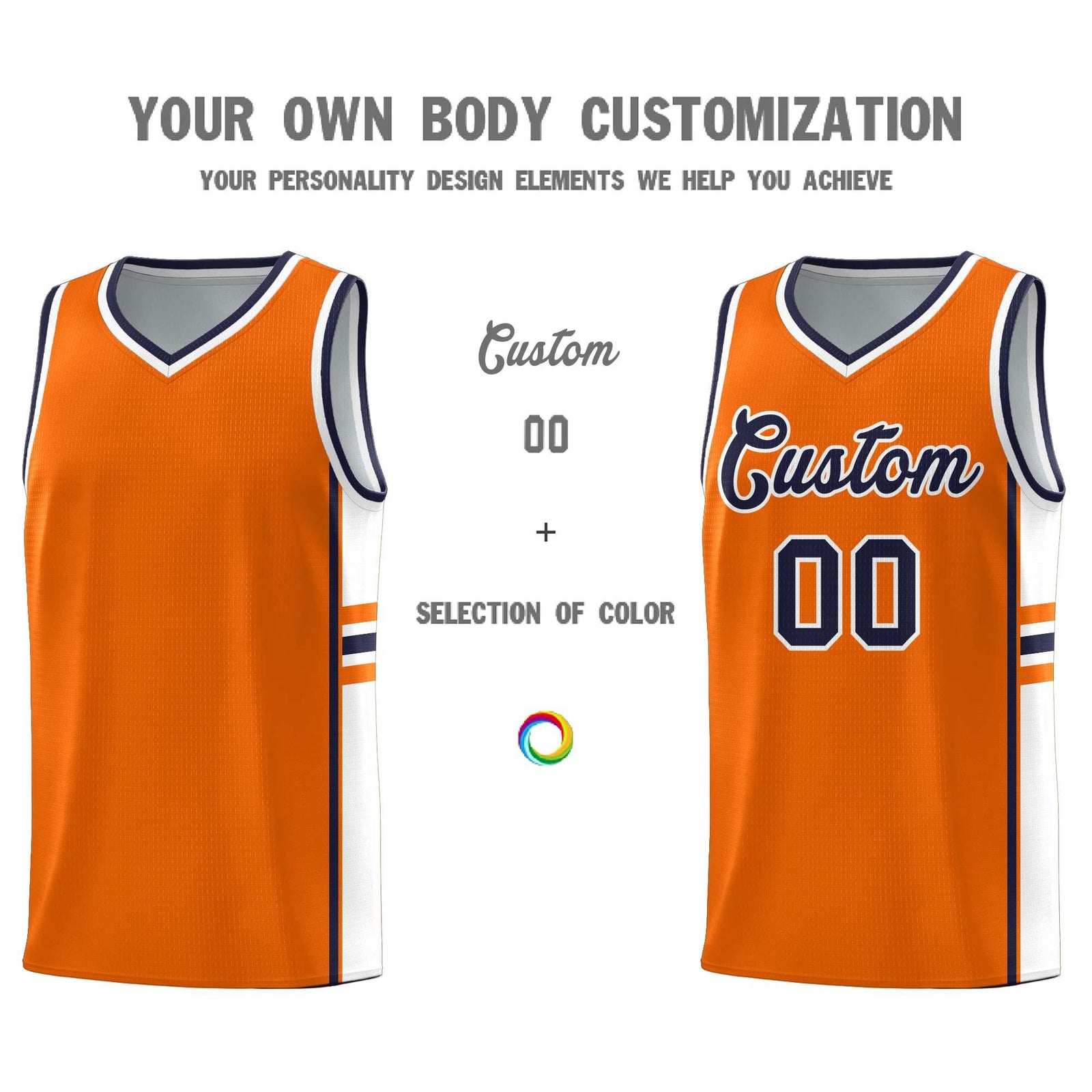 Custom Youth Basketball Jersey - Orange White Personalized Varsity Two-Tone Uniform