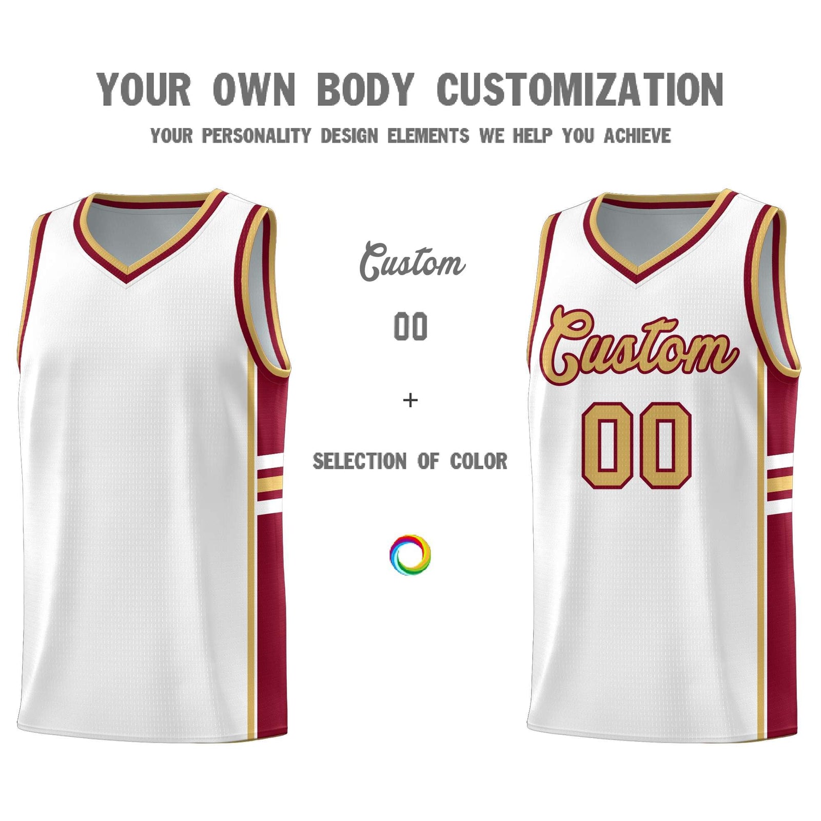 Custom Youth Basketball Jersey - White Crimson Two-Tone Varsity Jersey Set
