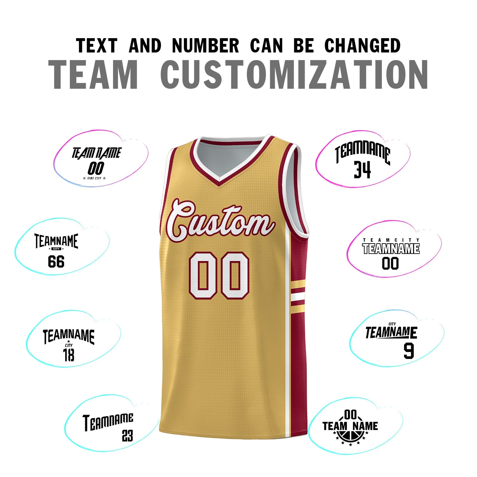 Custom Youth Basketball Jersey - Old Gold Crimson Two-Tone Classic Varsity Uniform