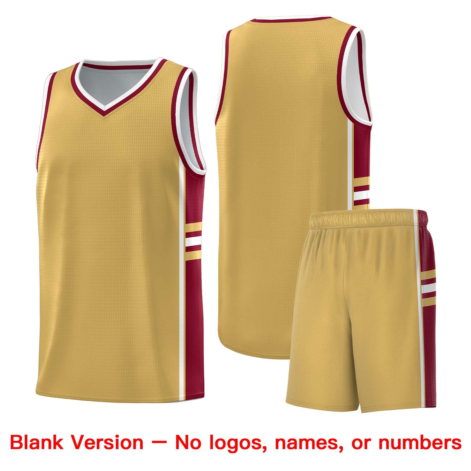 Custom Youth Basketball Jersey - Old Gold Crimson Two-Tone Classic Varsity Uniform