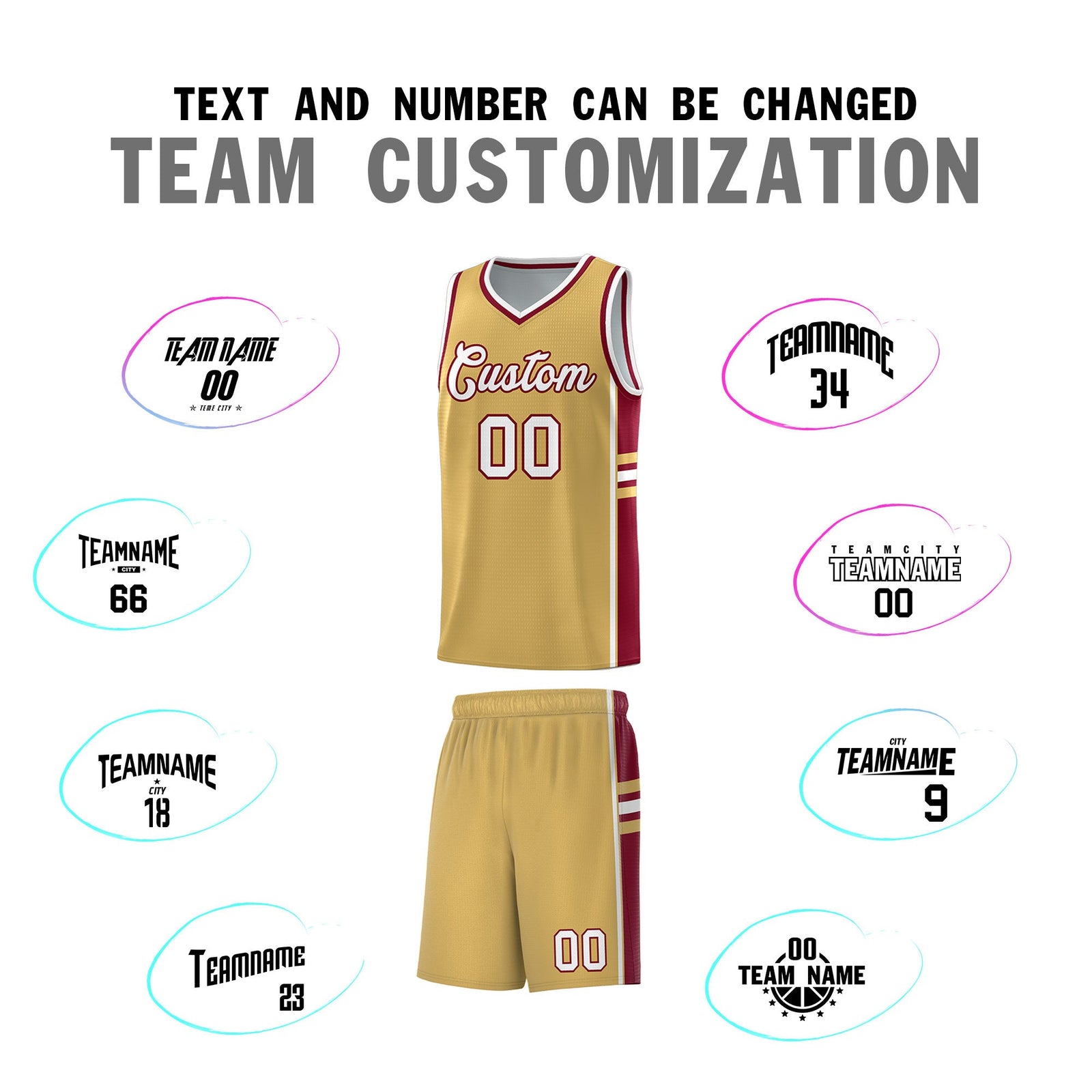 Custom Youth Basketball Jersey - Old Gold Crimson Two-Tone Classic Varsity Uniform