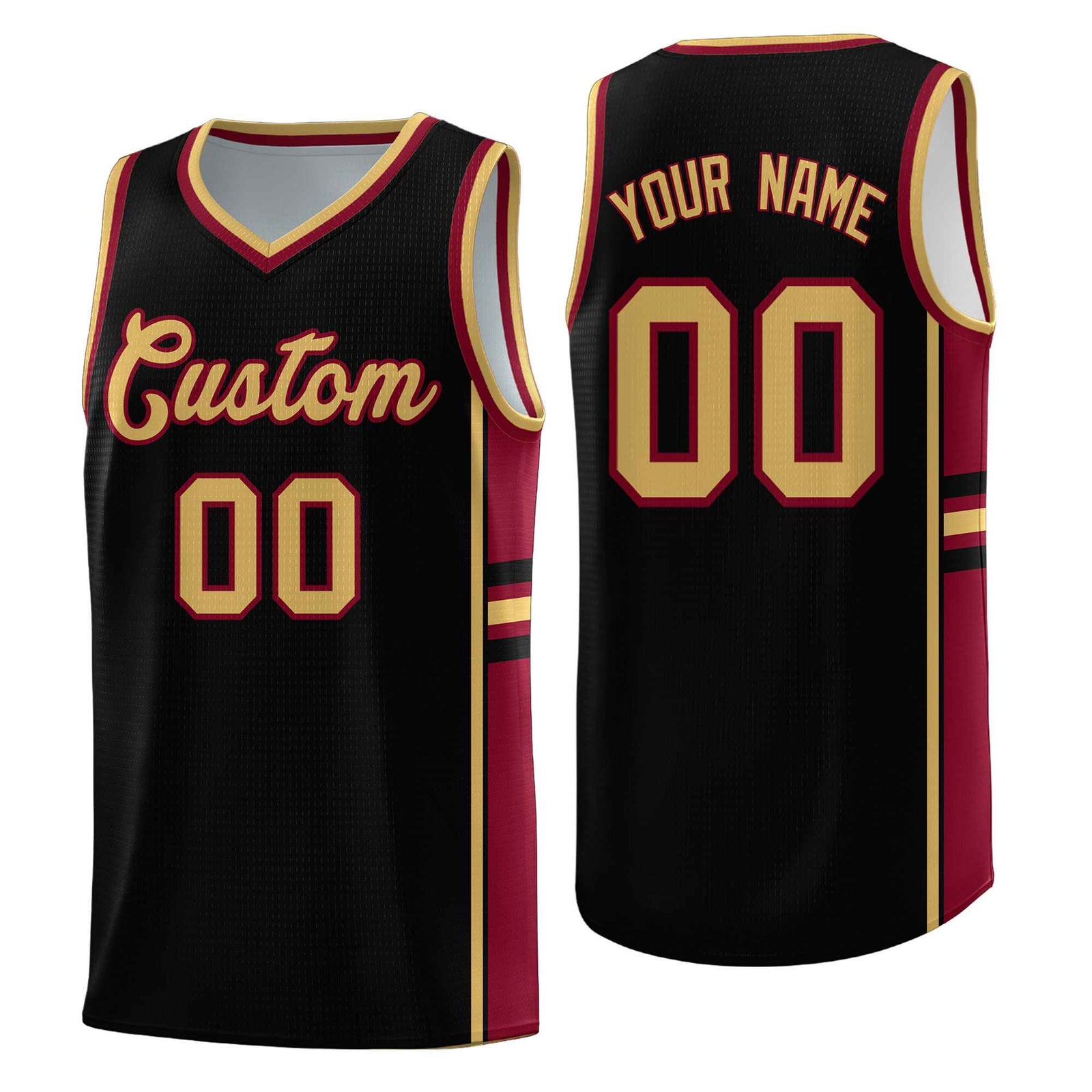 Custom Youth Basketball Jersey - Black Crimson Two-Tone Varsity Jersey Set