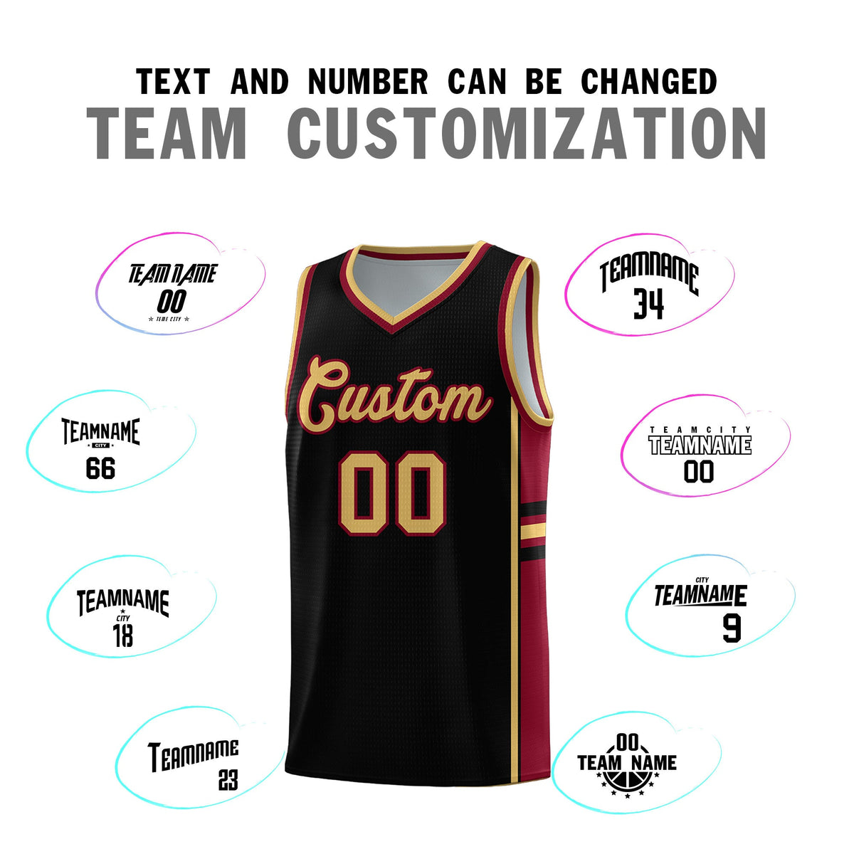 Custom Youth Basketball Jersey - Black Crimson Two-Tone Varsity Jersey Set