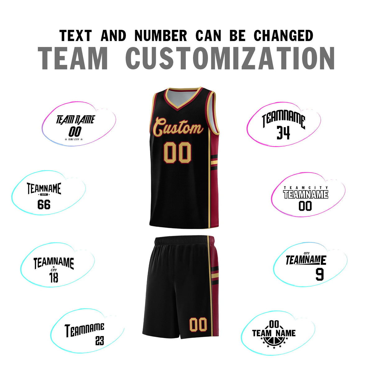 Custom Youth Basketball Jersey - Black Crimson Two-Tone Varsity Jersey Set