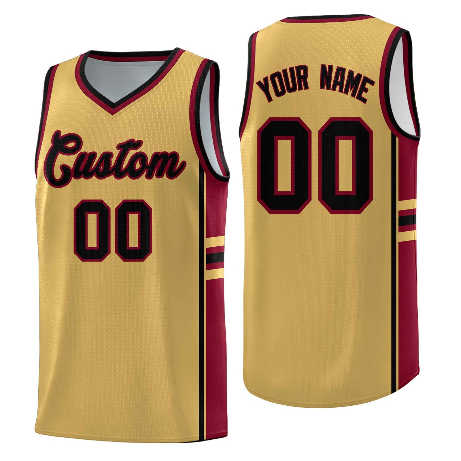 Custom Youth Basketball Jersey - Old Gold Crimson Two-Tone Classic Varsity Uniform
