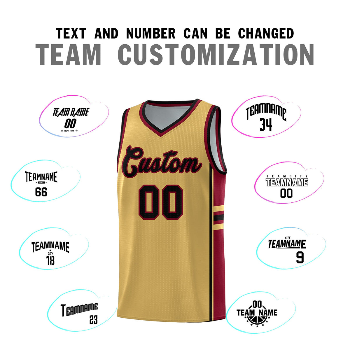 Custom Youth Basketball Jersey - Old Gold Crimson Two-Tone Classic Varsity Uniform