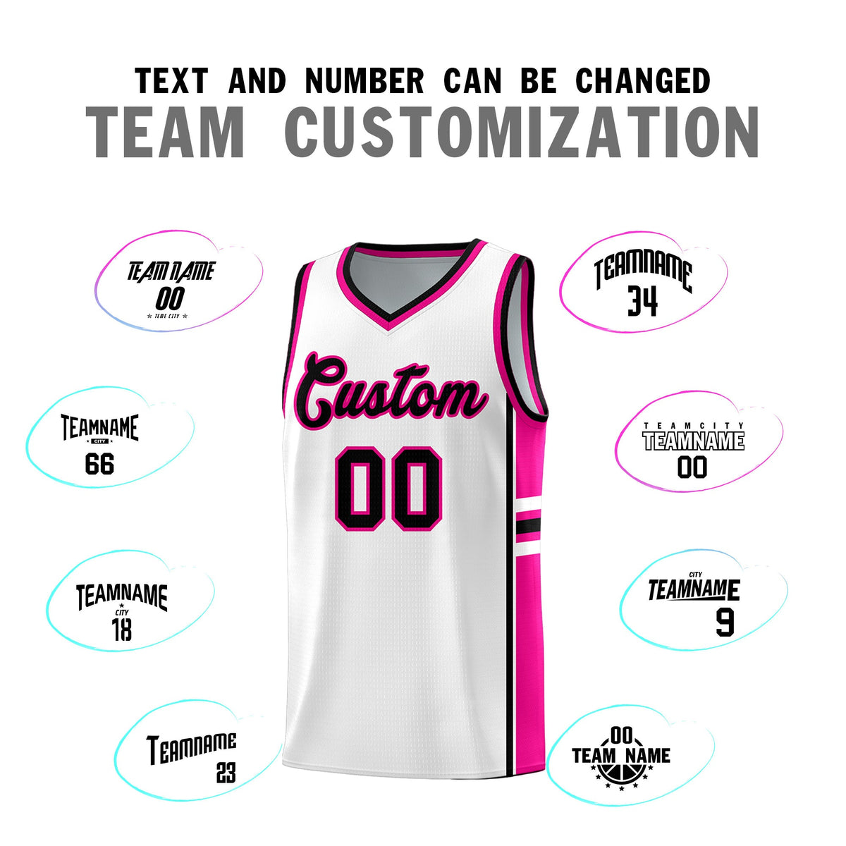 Custom Youth Basketball Jersey - White Pink Two-Tone Varsity Jersey Set