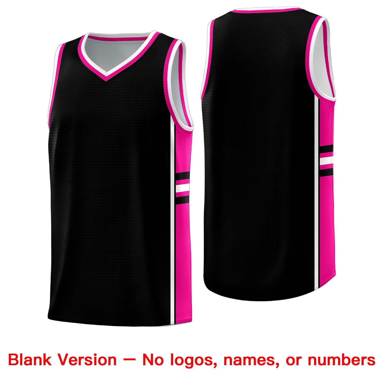 Custom Youth Basketball Jersey - Black Pink Two-Tone Classic Varsity Uniform