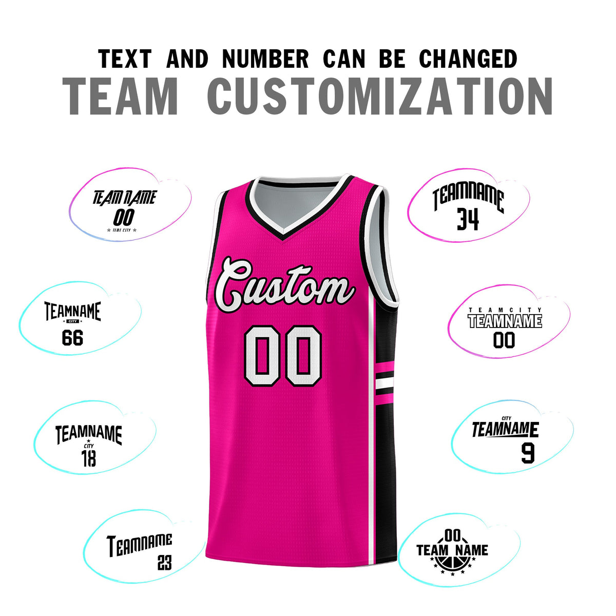 Custom Youth Basketball Jersey - Pink Black Personalized Varsity Two-Tone Uniform