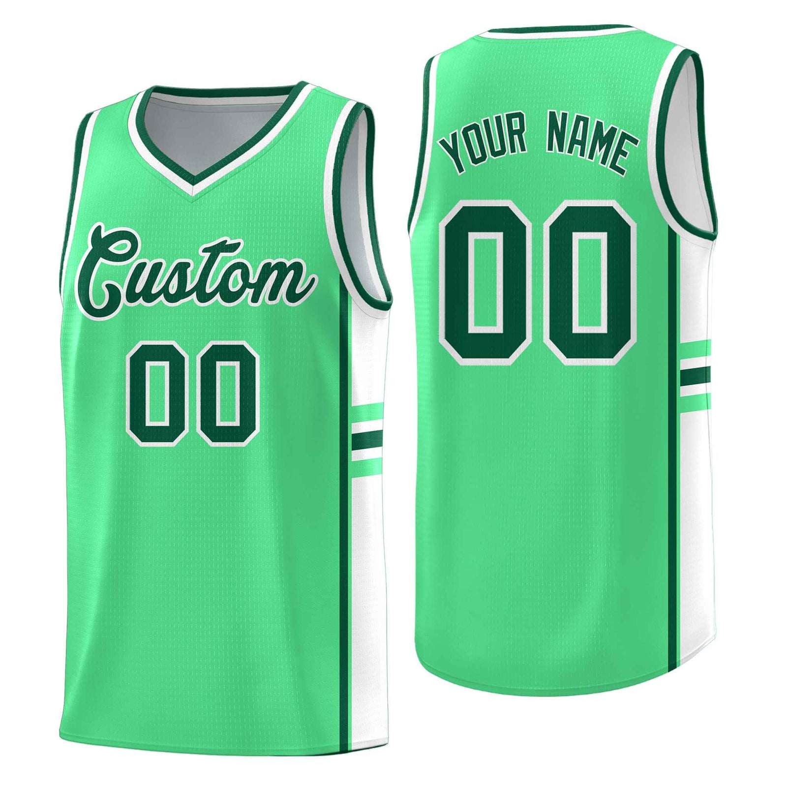 Custom Youth Basketball Jersey - Green White Personalized Varsity Two-Tone Uniform