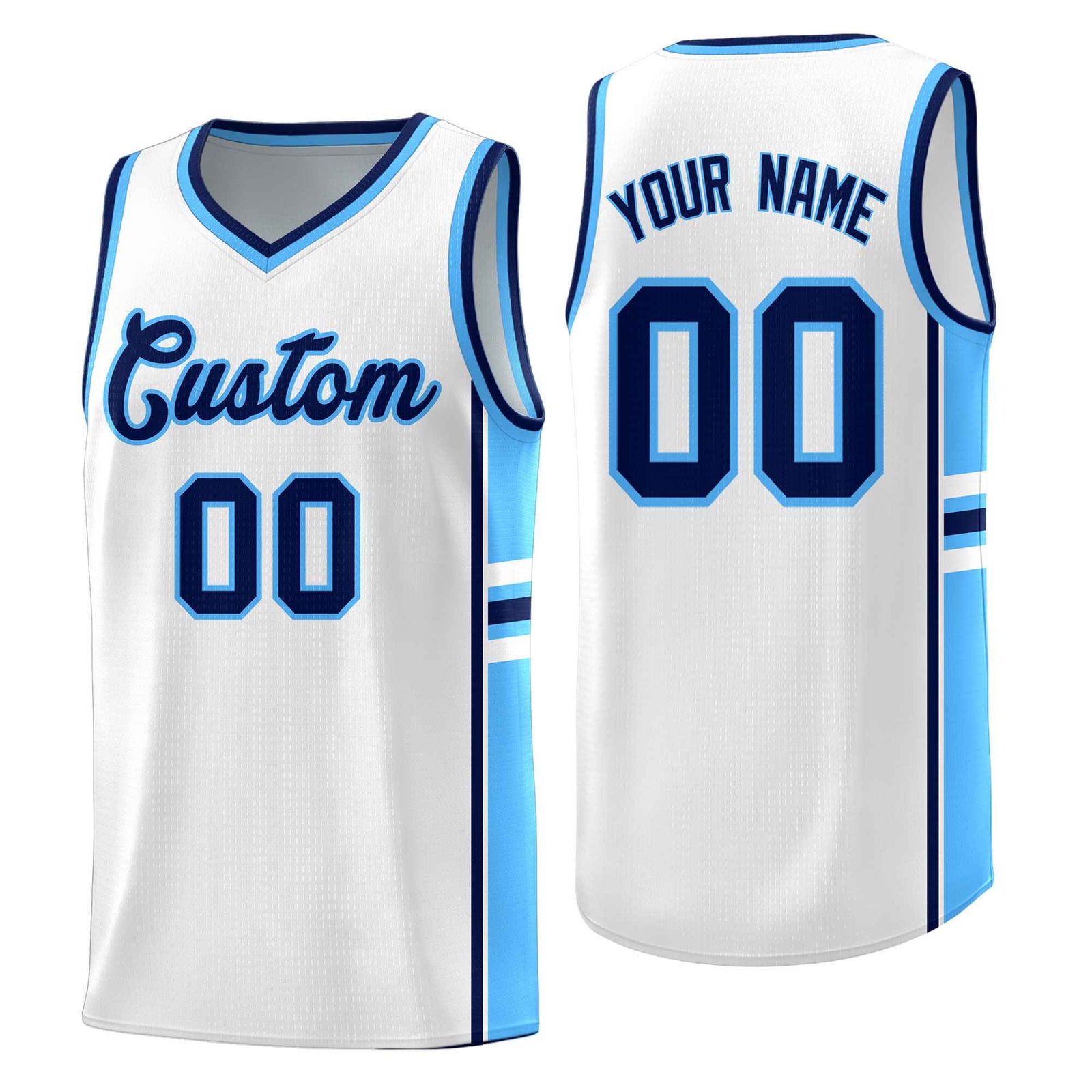 Custom Youth Basketball Jersey - White Powder Blue Two-Tone Varsity Jersey Set