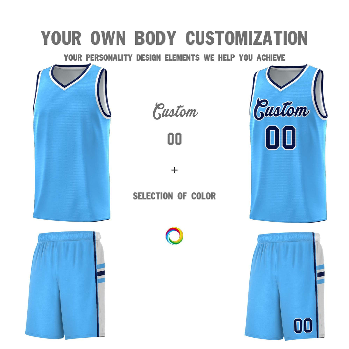 Custom Youth Basketball Jersey - Powder Blue White Personalized Varsity Two-Tone Uniform