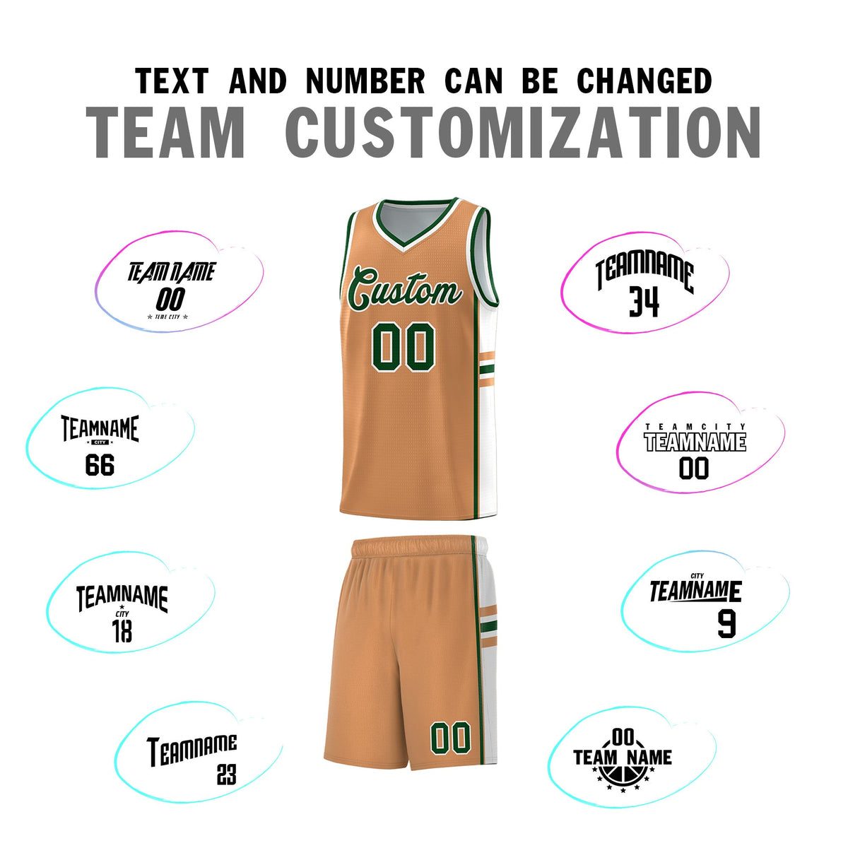 Custom Youth Basketball Jersey - Buckskin Brown White Personalized Varsity Two-Tone Uniform