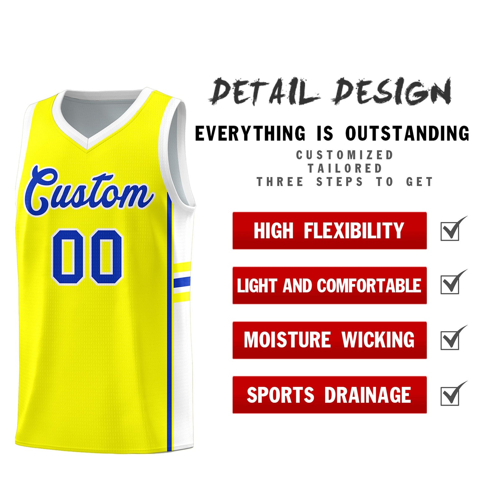 Custom Youth Basketball Jersey - Fluorescent Yellow White Two-Tone Classic Varsity Uniform