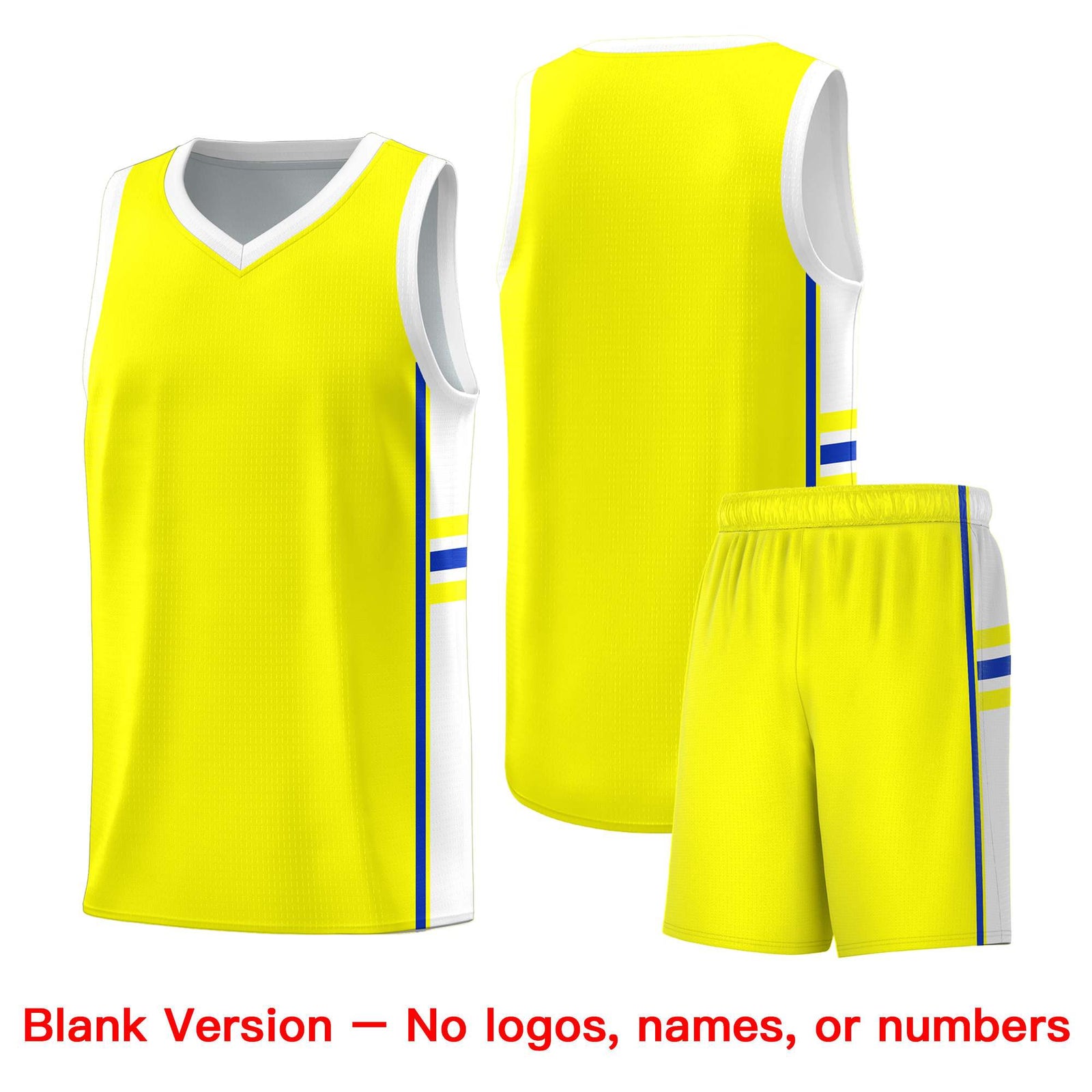 Custom Youth Basketball Jersey - Fluorescent Yellow White Two-Tone Classic Varsity Uniform