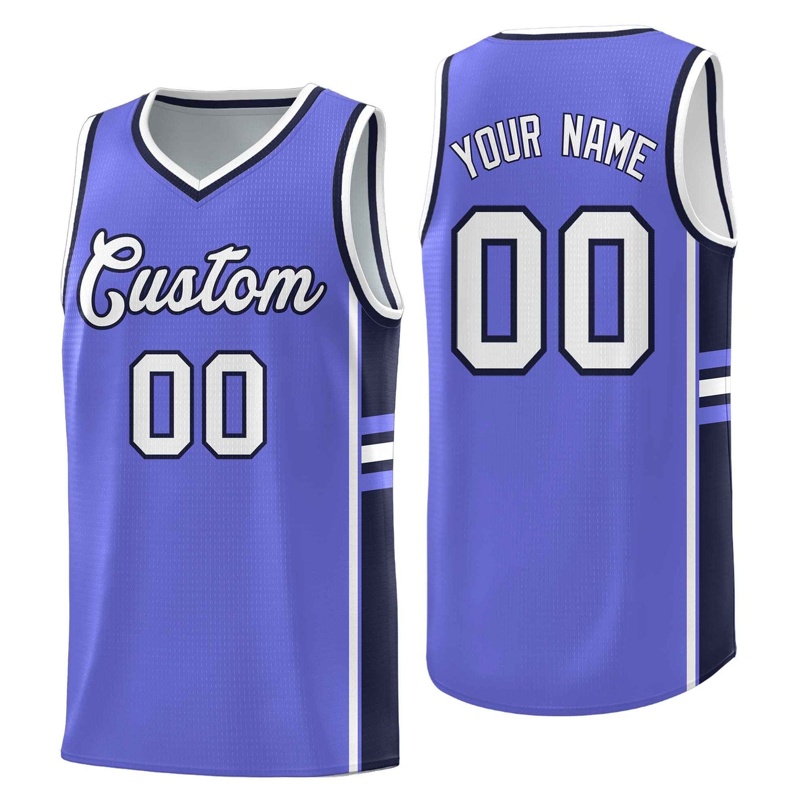 Custom Youth Basketball Jersey - Purple Navy Two-Tone Classic Varsity Uniform