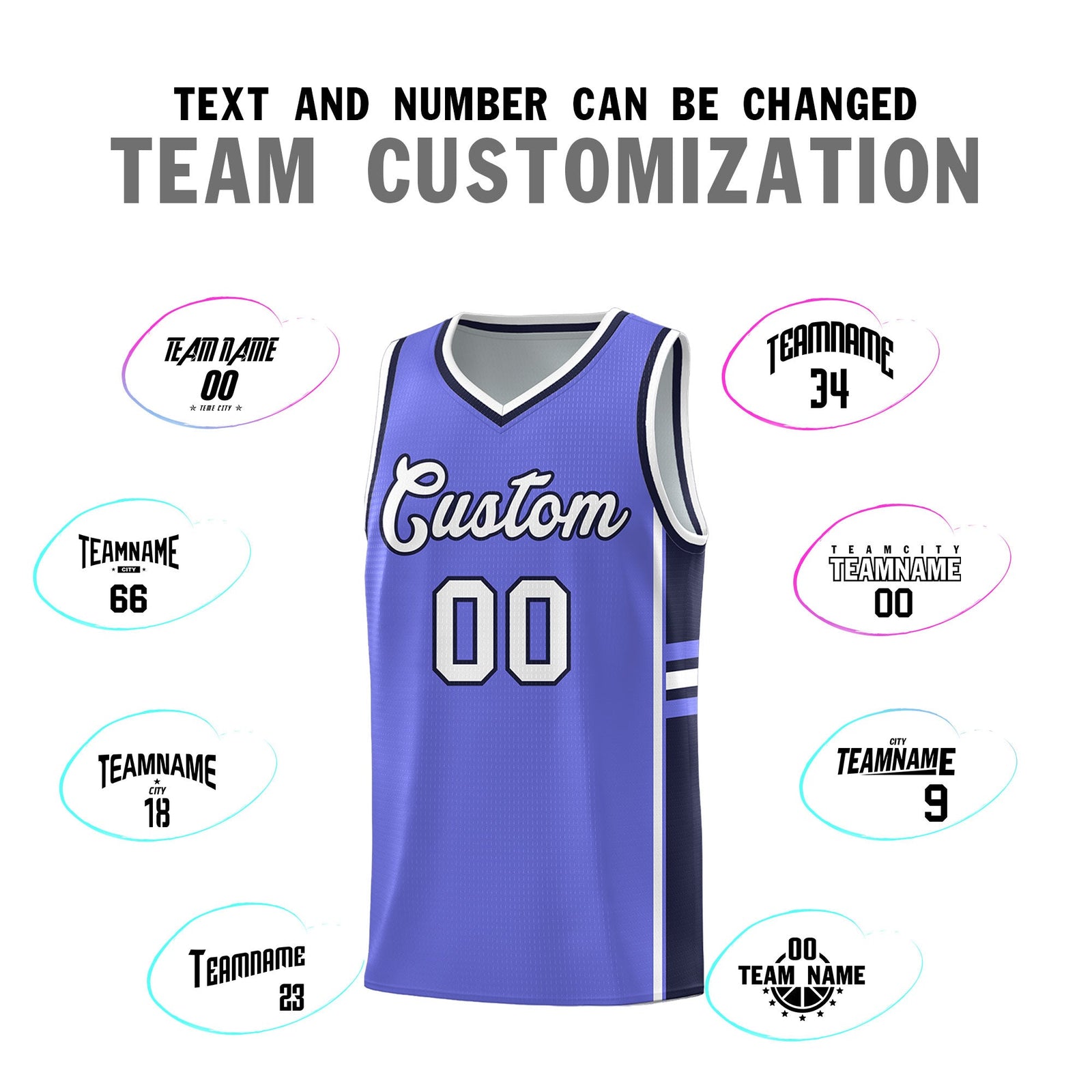 Custom Youth Basketball Jersey - Purple Navy Two-Tone Classic Varsity Uniform