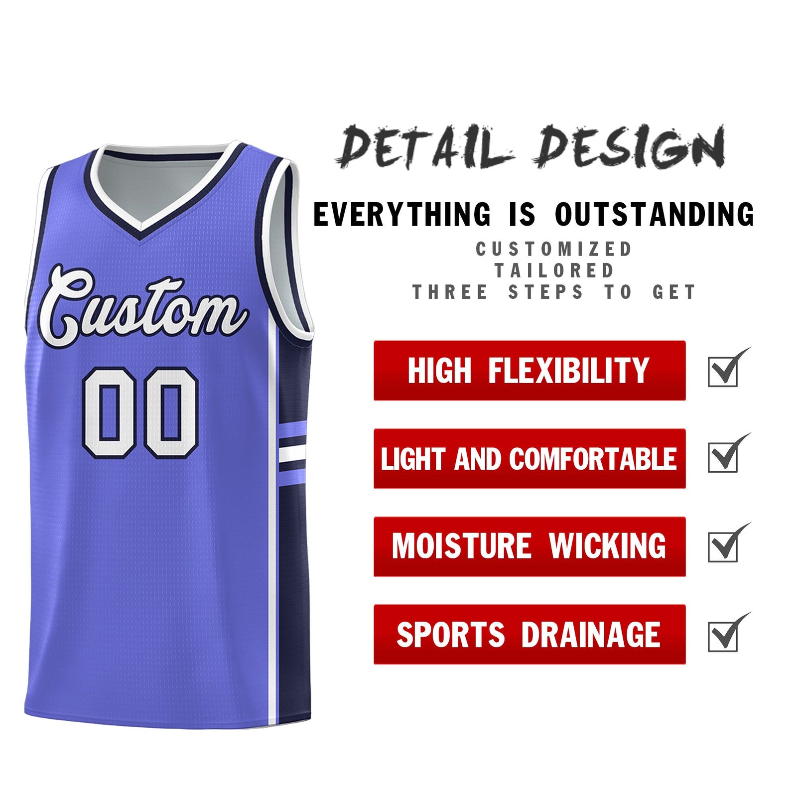 Custom Youth Basketball Jersey - Purple Navy Two-Tone Classic Varsity Uniform
