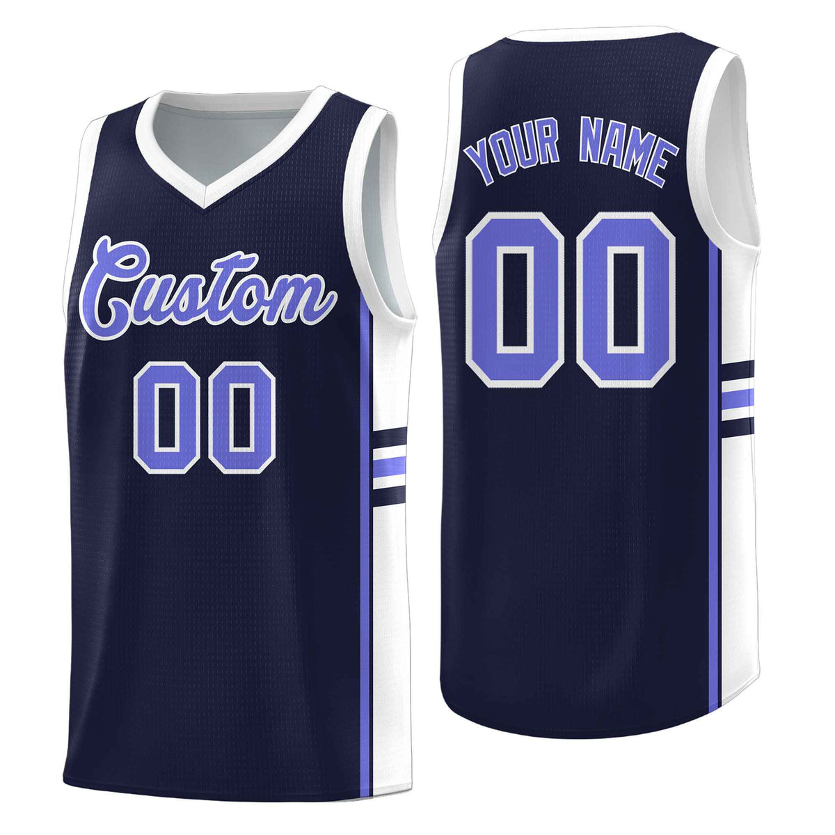 Custom Youth Basketball Jersey - Navy White Personalized Varsity Two-Tone Uniform