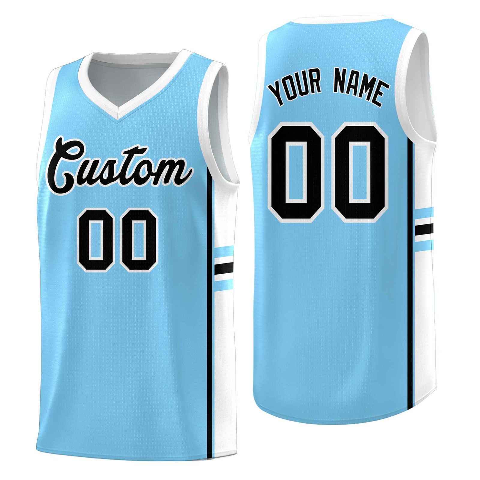 Custom Youth Basketball Jersey - Light Blue White Personalized Varsity Two-Tone Uniform