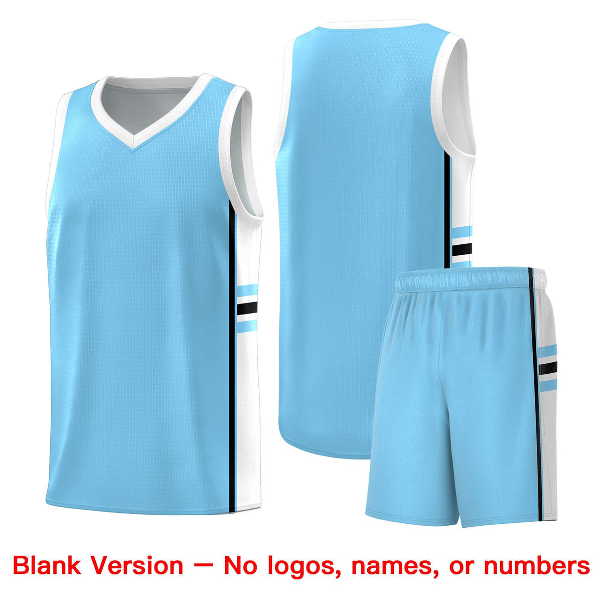 Custom Youth Basketball Jersey - Light Blue White Personalized Varsity Two-Tone Uniform