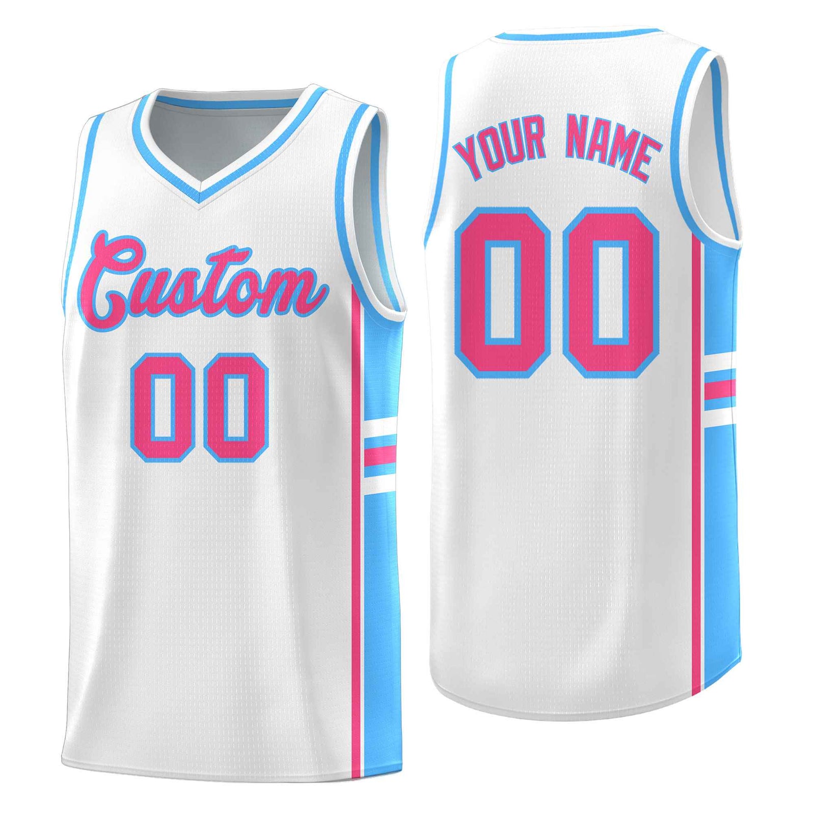 Custom Youth Basketball Jersey - White Powder Blue Two-Tone Varsity Jersey Set