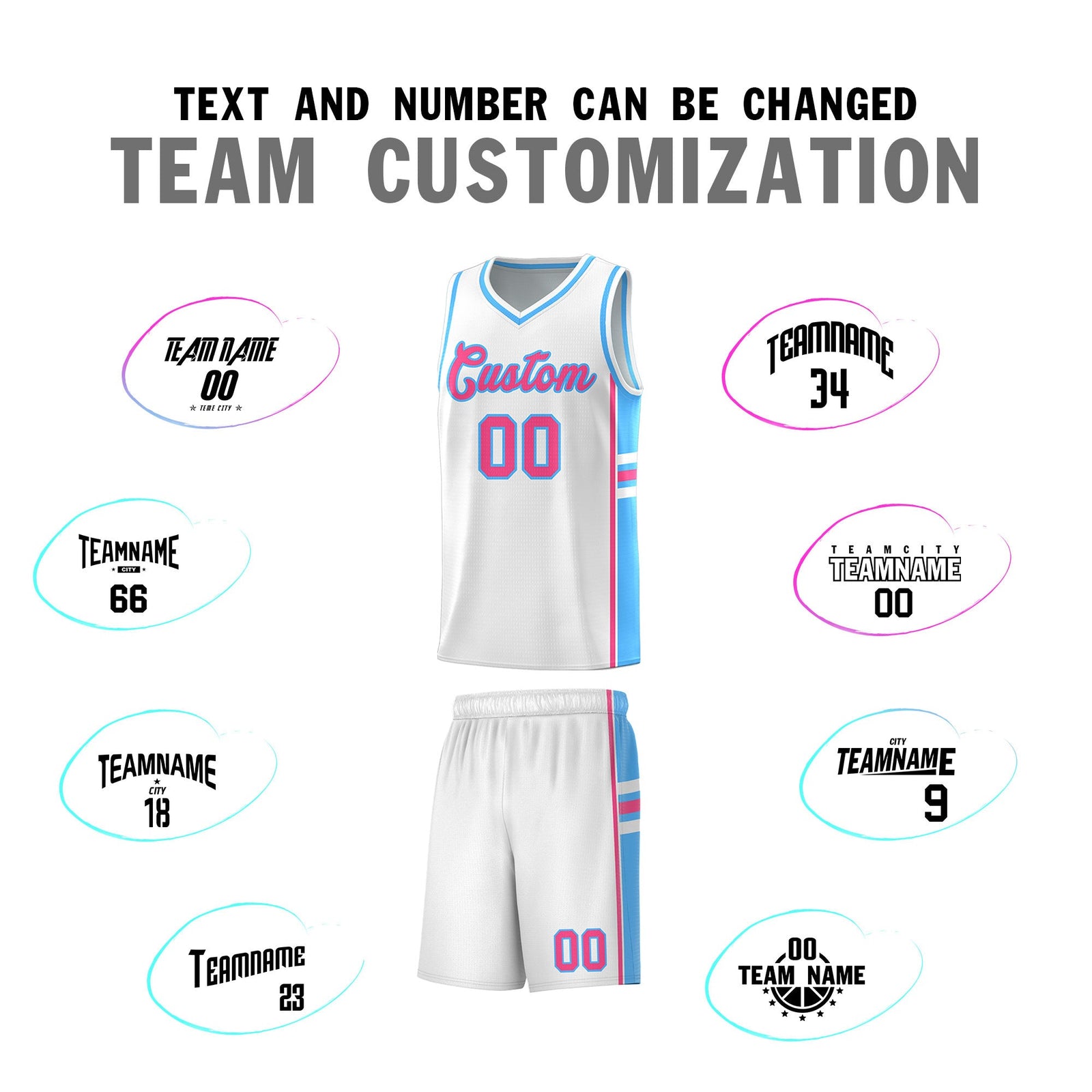 Custom Youth Basketball Jersey - White Powder Blue Two-Tone Varsity Jersey Set