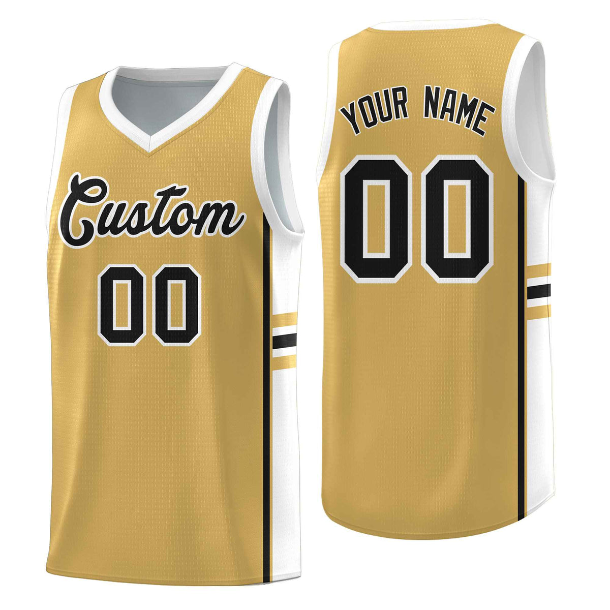 Custom Youth Basketball Jersey - Old Gold White Personalized Varsity Two-Tone Uniform