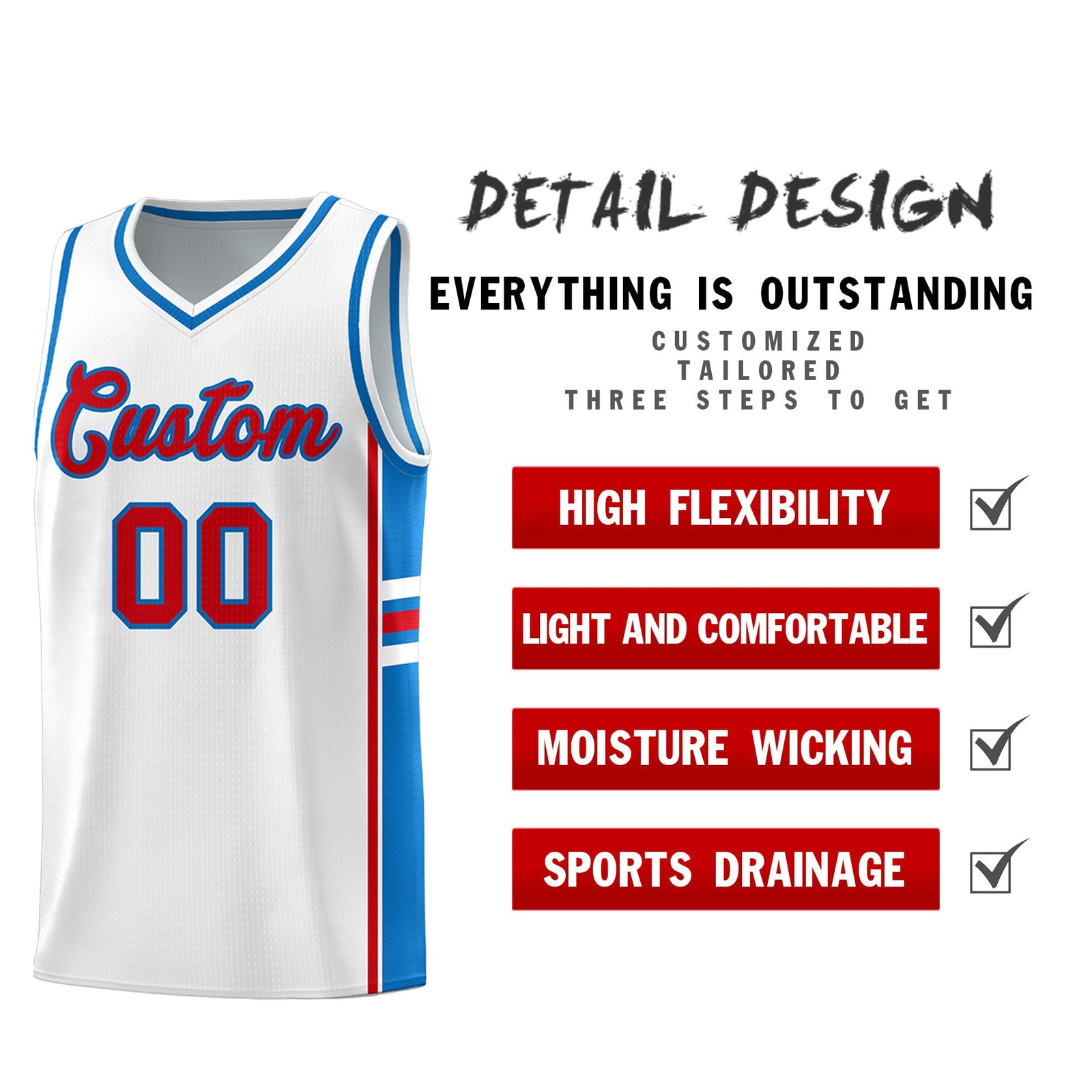 Custom Youth Basketball Jersey - White Royal Two-Tone Varsity Jersey Set