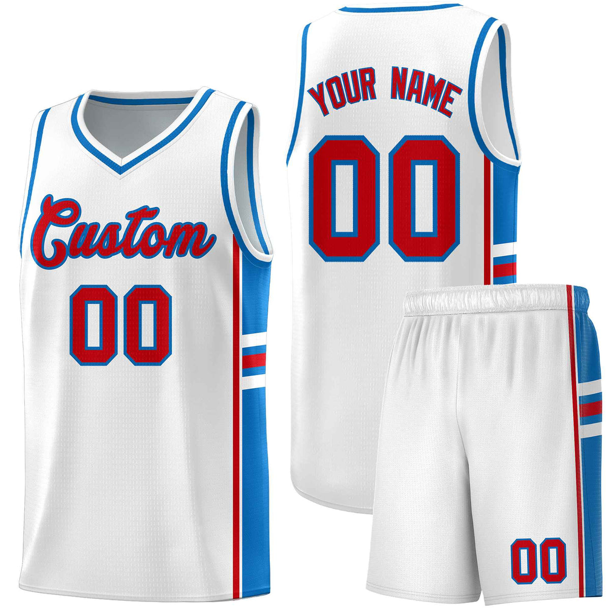 Custom Youth Basketball Jersey - White Royal Two-Tone Varsity Jersey Set