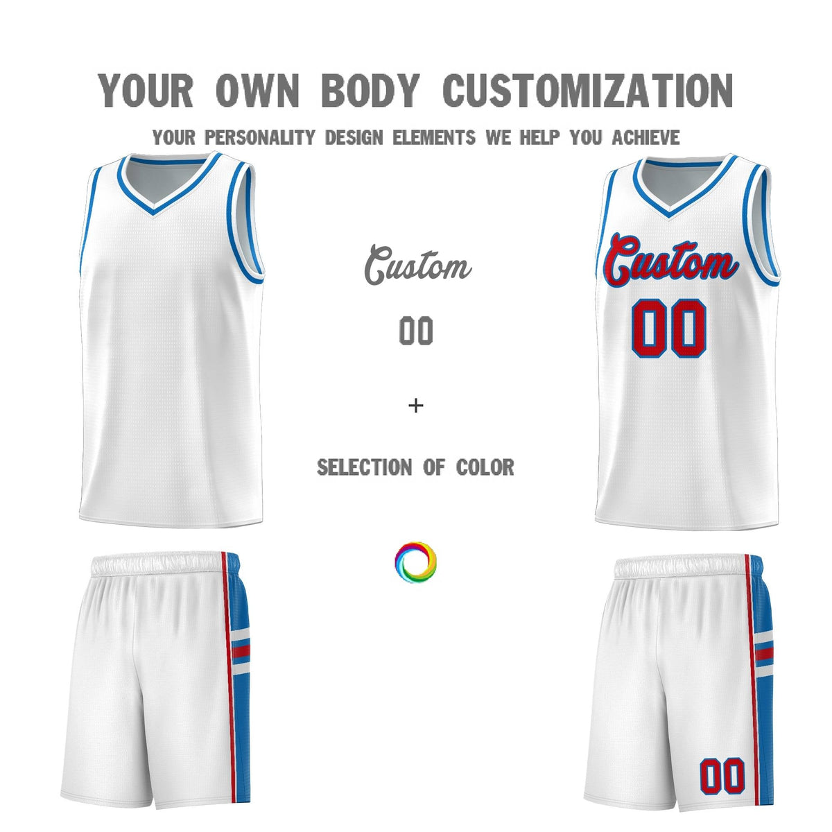 Custom Youth Basketball Jersey - White Royal Two-Tone Varsity Jersey Set