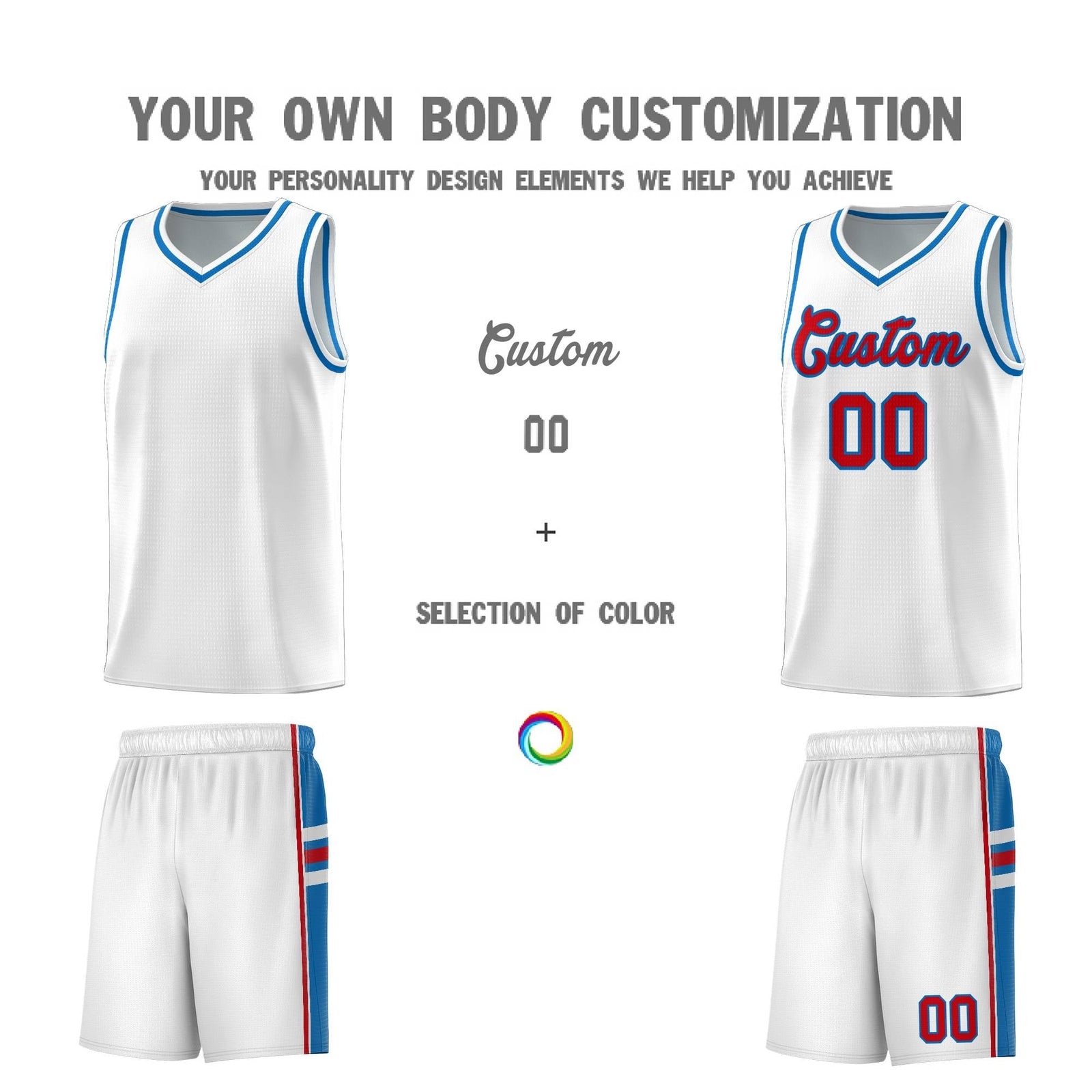 Custom Youth Basketball Jersey - White Royal Two-Tone Varsity Jersey Set