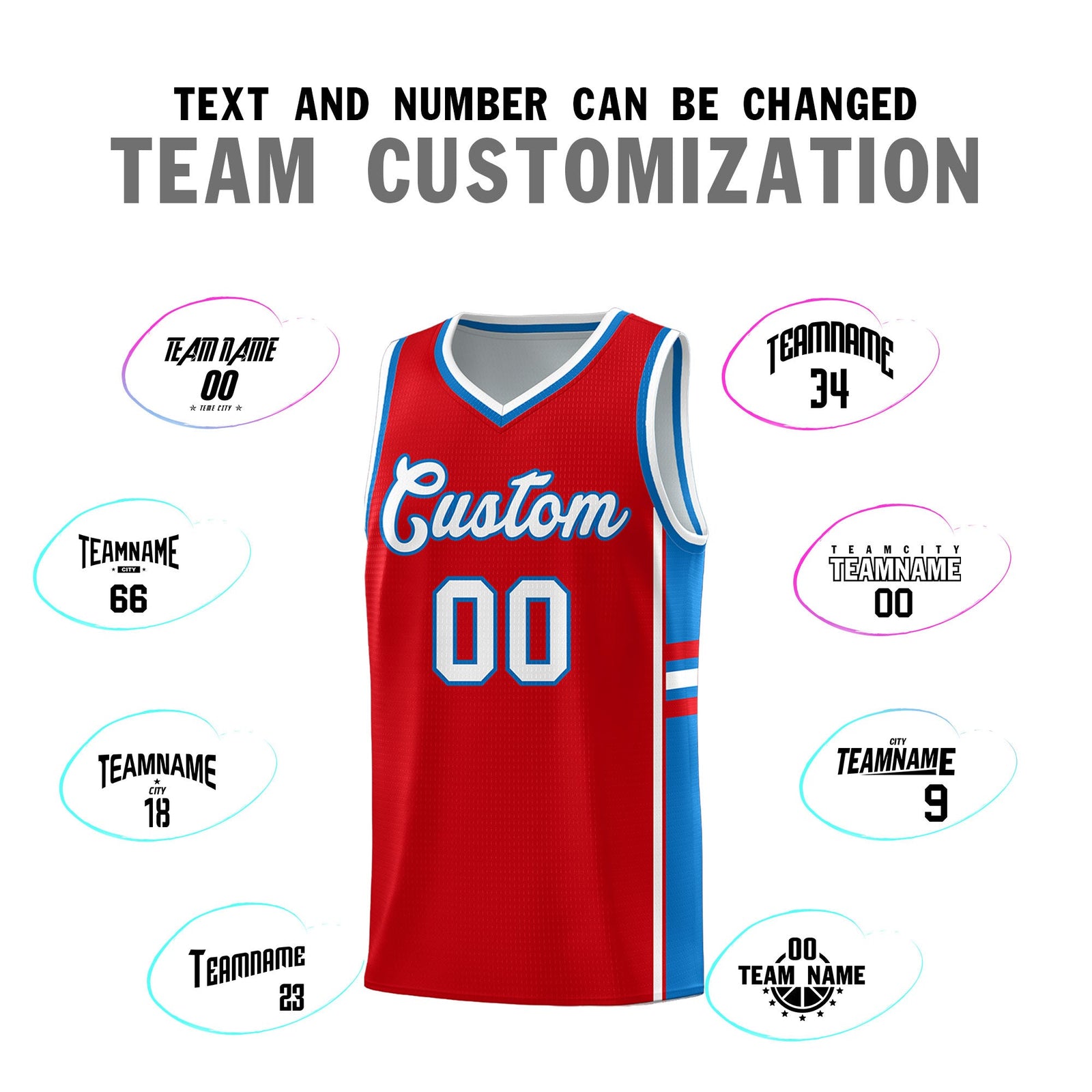 Custom Youth Basketball Jersey - Red Royal Two-Tone Classic Varsity Uniform