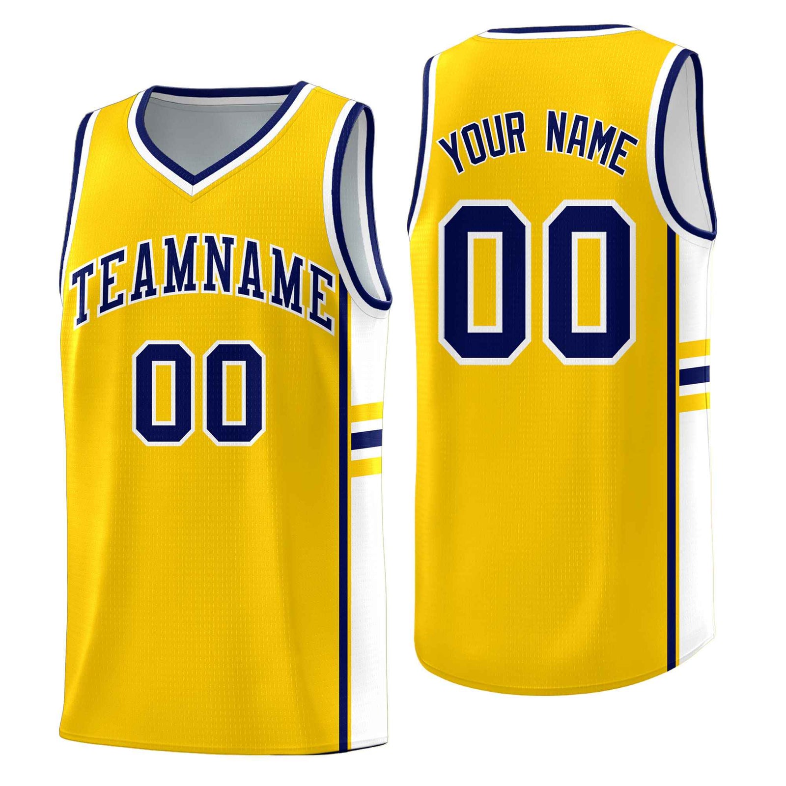 Custom Youth Basketball Jersey - Gold White Two-Tone Classic Varsity Uniform