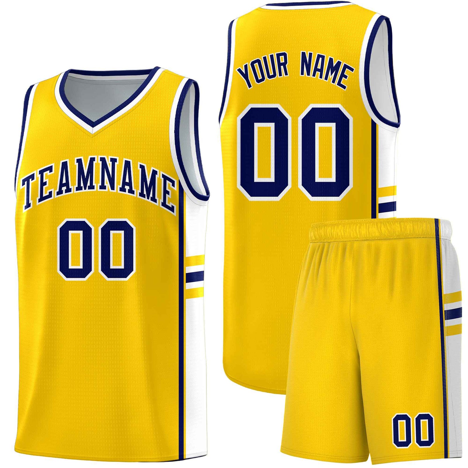 Custom Youth Basketball Jersey - Gold White Two-Tone Classic Varsity Uniform