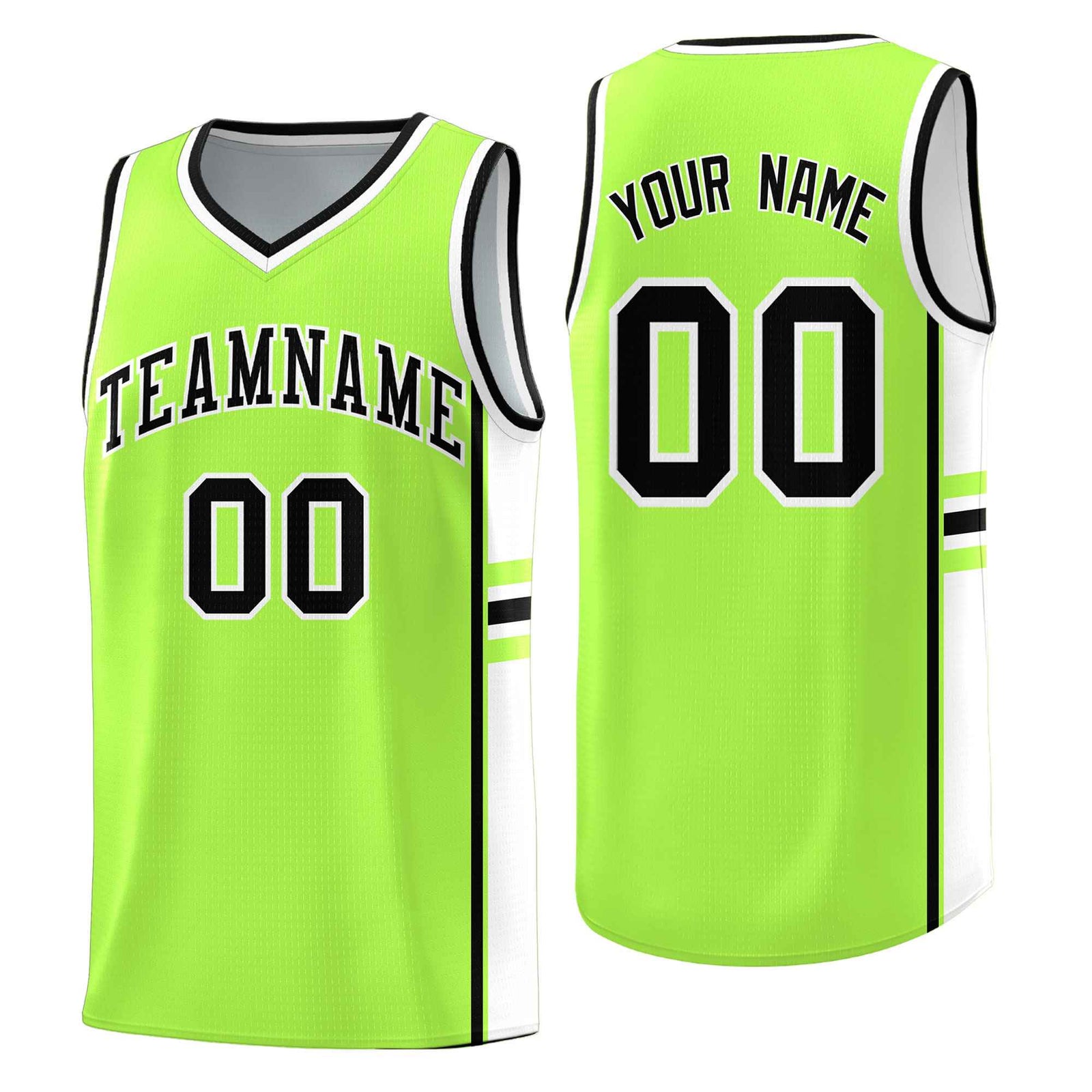Custom Youth Basketball Jersey - Fluorescent Green White Two-Tone Varsity Jersey Set