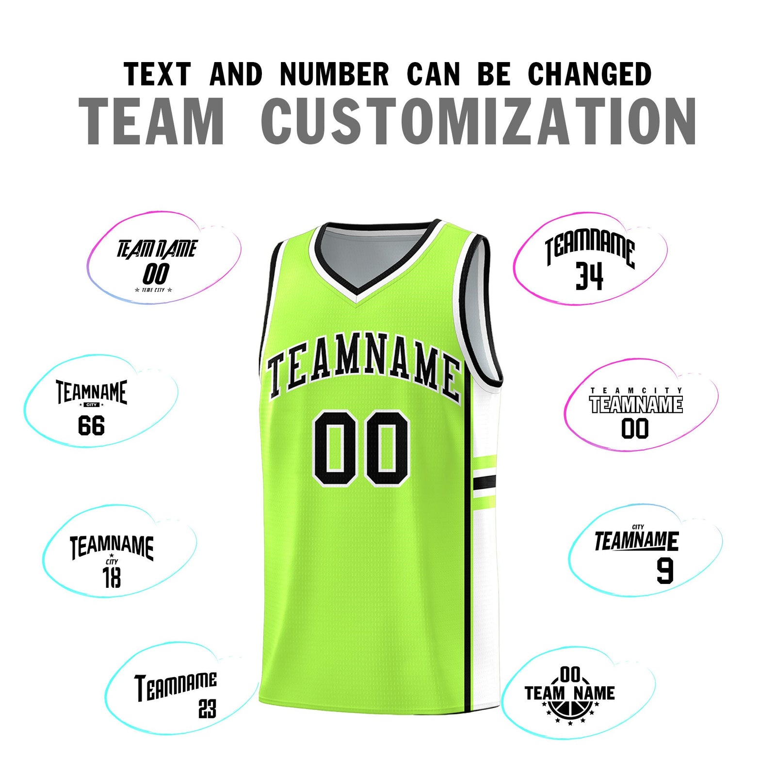 Custom Youth Basketball Jersey - Fluorescent Green White Two-Tone Varsity Jersey Set