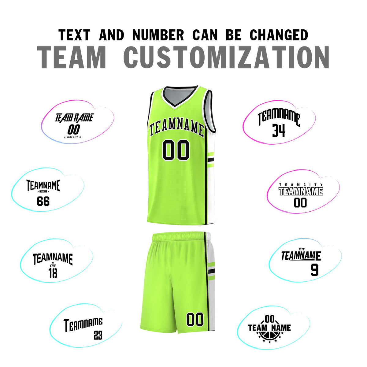 Custom Youth Basketball Jersey - Fluorescent Green White Two-Tone Varsity Jersey Set