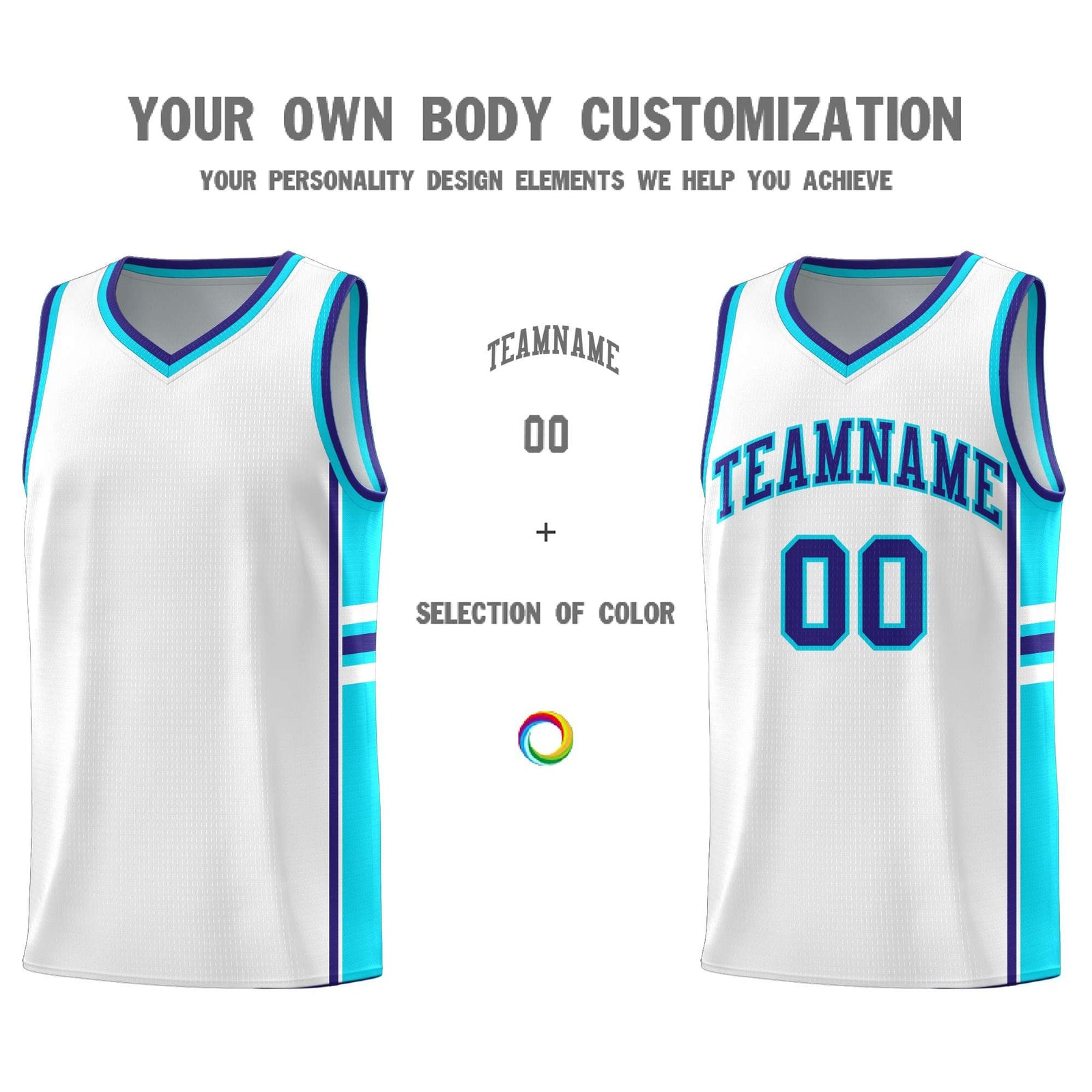 Custom Youth Basketball Jersey - White Royal Personalized Varsity Two-Tone Uniform