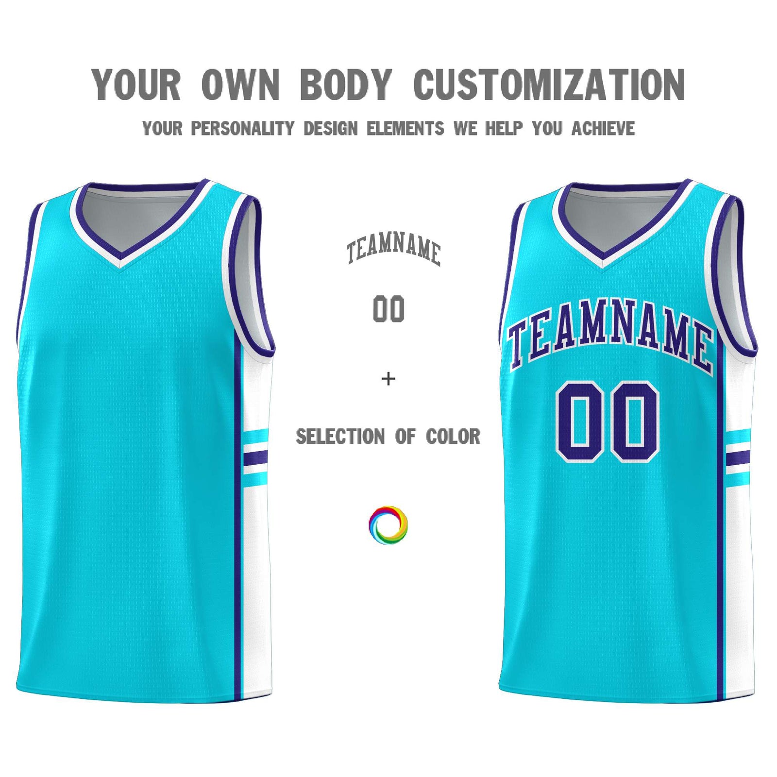Custom Youth Basketball Jersey - Sky Blue White Two-Tone Classic Varsity Uniform