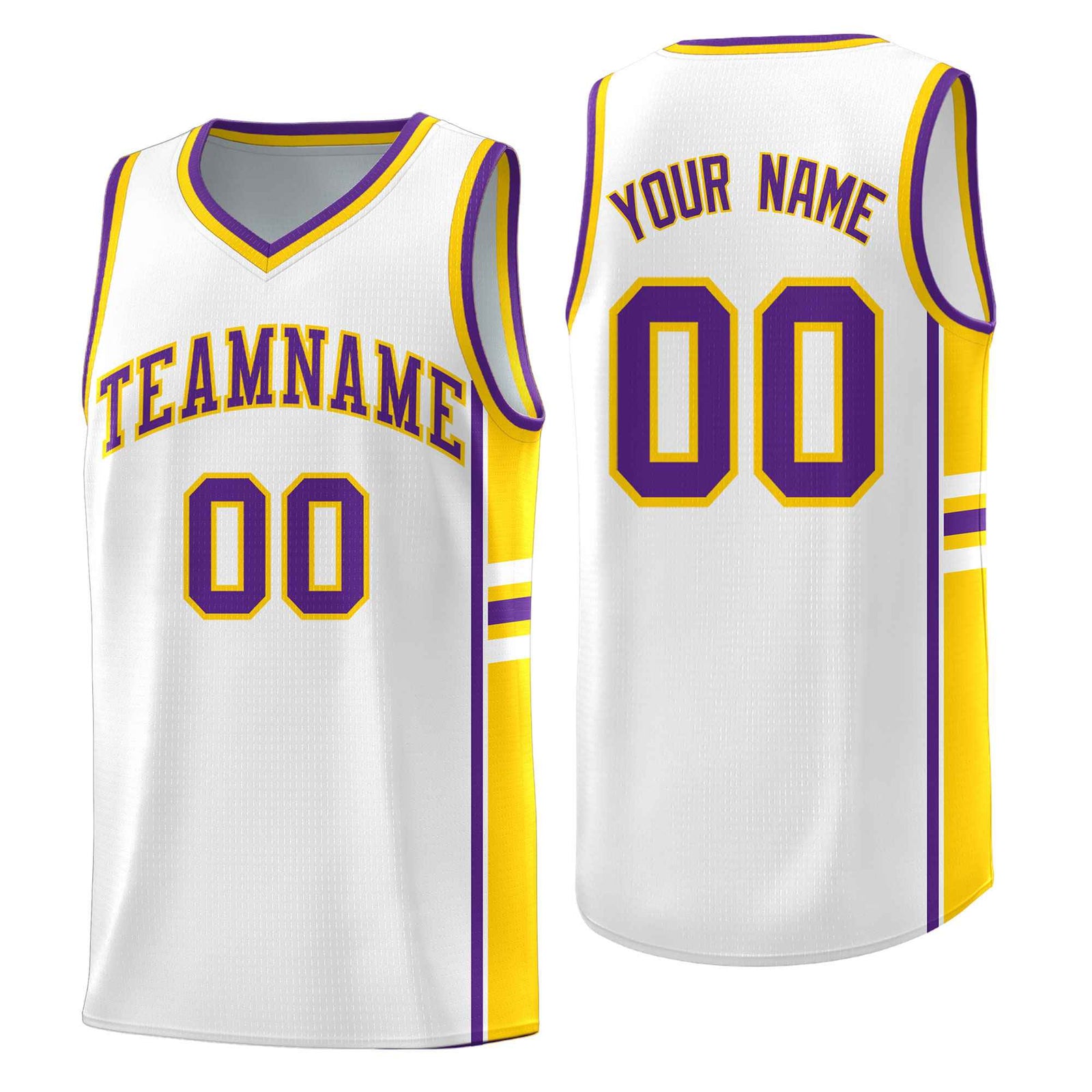 Custom Youth Basketball Jersey - White Gold Personalized Varsity Two-Tone Uniform