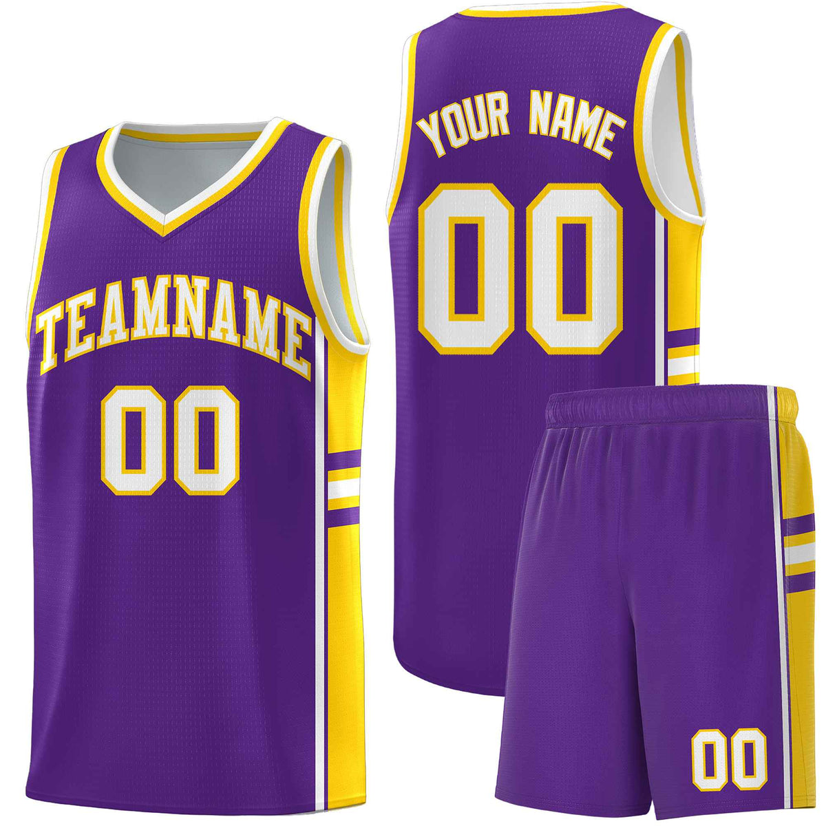 Custom Youth Basketball Jersey - Purple Gold Two-Tone Varsity Jersey Set