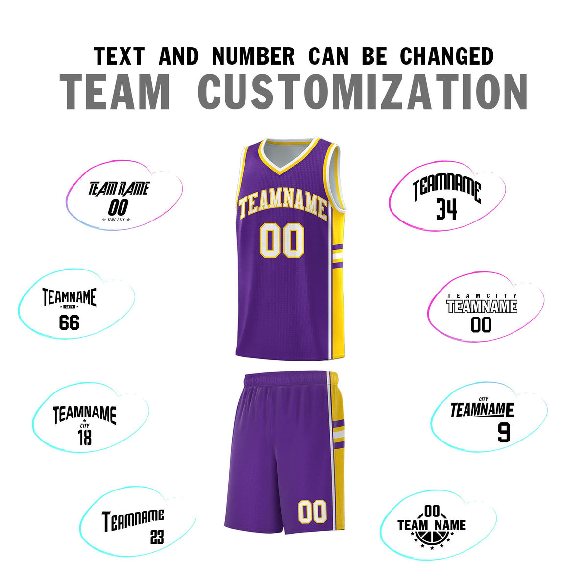 Custom Youth Basketball Jersey - Purple Gold Two-Tone Varsity Jersey Set