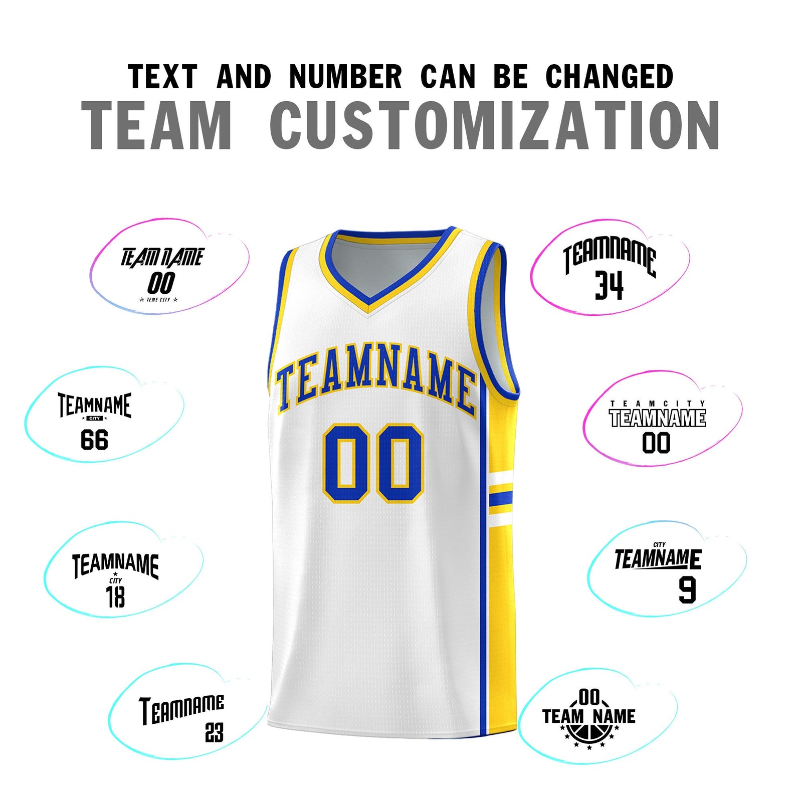 Custom Youth Basketball Jersey - White Gold Personalized Varsity Two-Tone Uniform