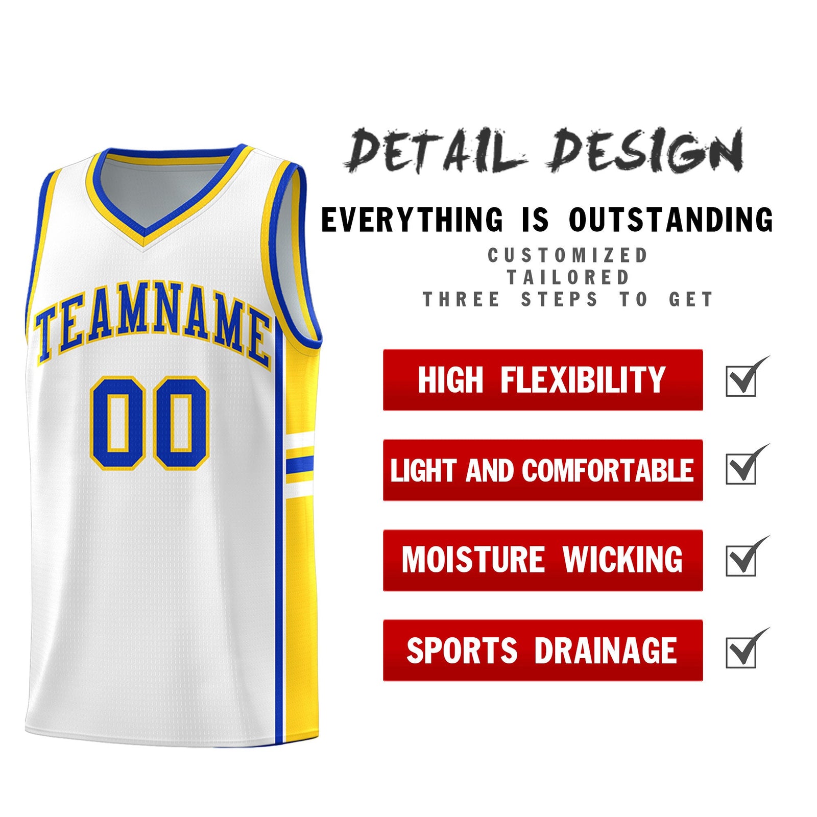 Custom Youth Basketball Jersey - White Gold Personalized Varsity Two-Tone Uniform