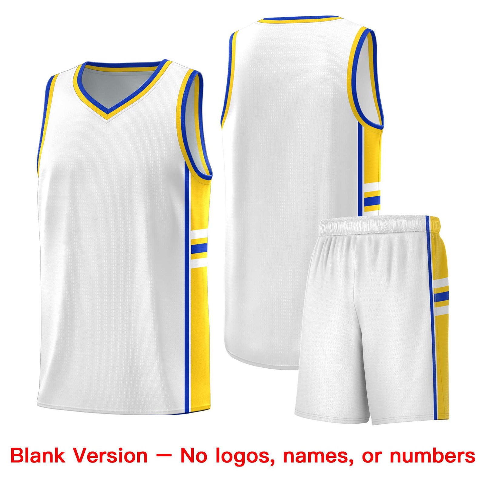 Custom Youth Basketball Jersey - White Gold Personalized Varsity Two-Tone Uniform
